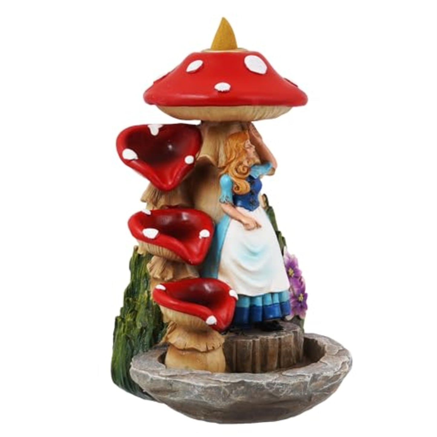 Fantasy Gifts Alice and Mushroom Backflow Incense Burner 7 Inch Fantasy Waterfall Decor Accent