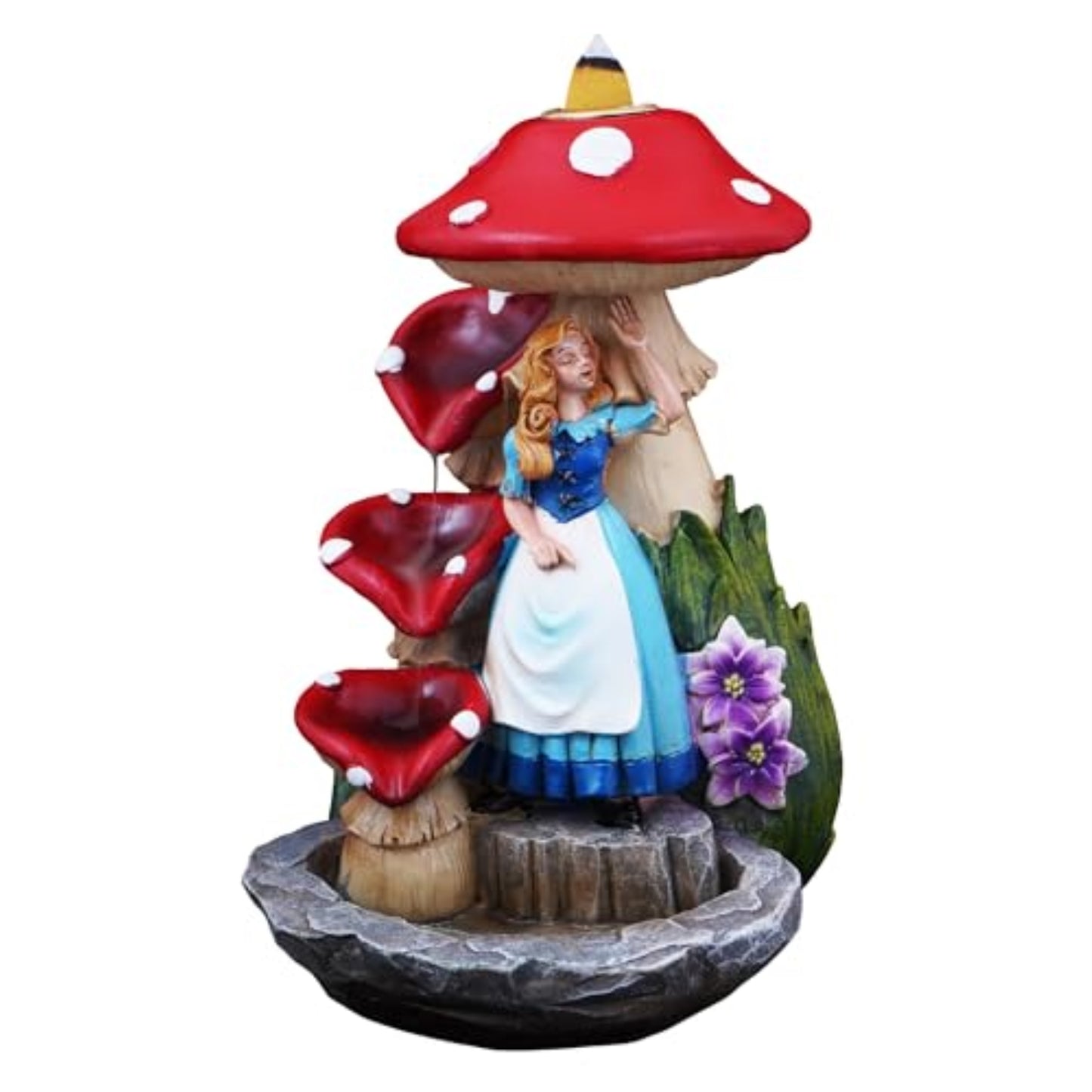Fantasy Gifts Alice and Mushroom Backflow Incense Burner 7 Inch Fantasy Waterfall Decor Accent