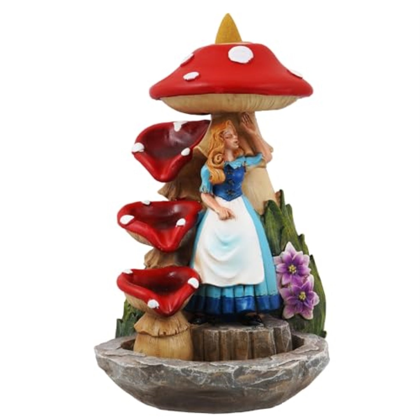 Fantasy Gifts Alice and Mushroom Backflow Incense Burner 7 Inch Fantasy Waterfall Decor Accent