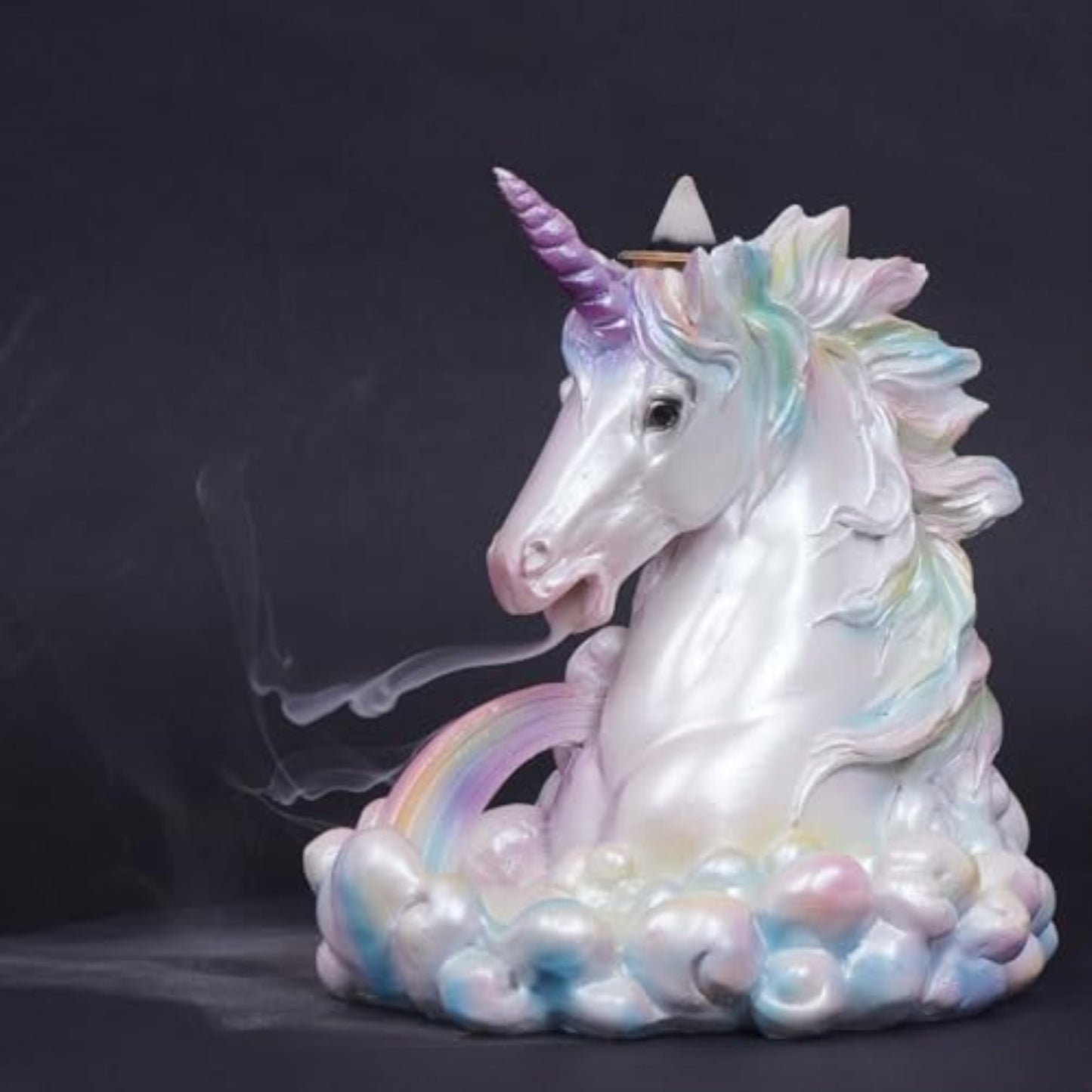 Fantasy Gifts Cloud Breathing Unicorn Backflow Incense Burner 5.5 x 5.75 inches Whimsical Unicorn Tabletop Decoration