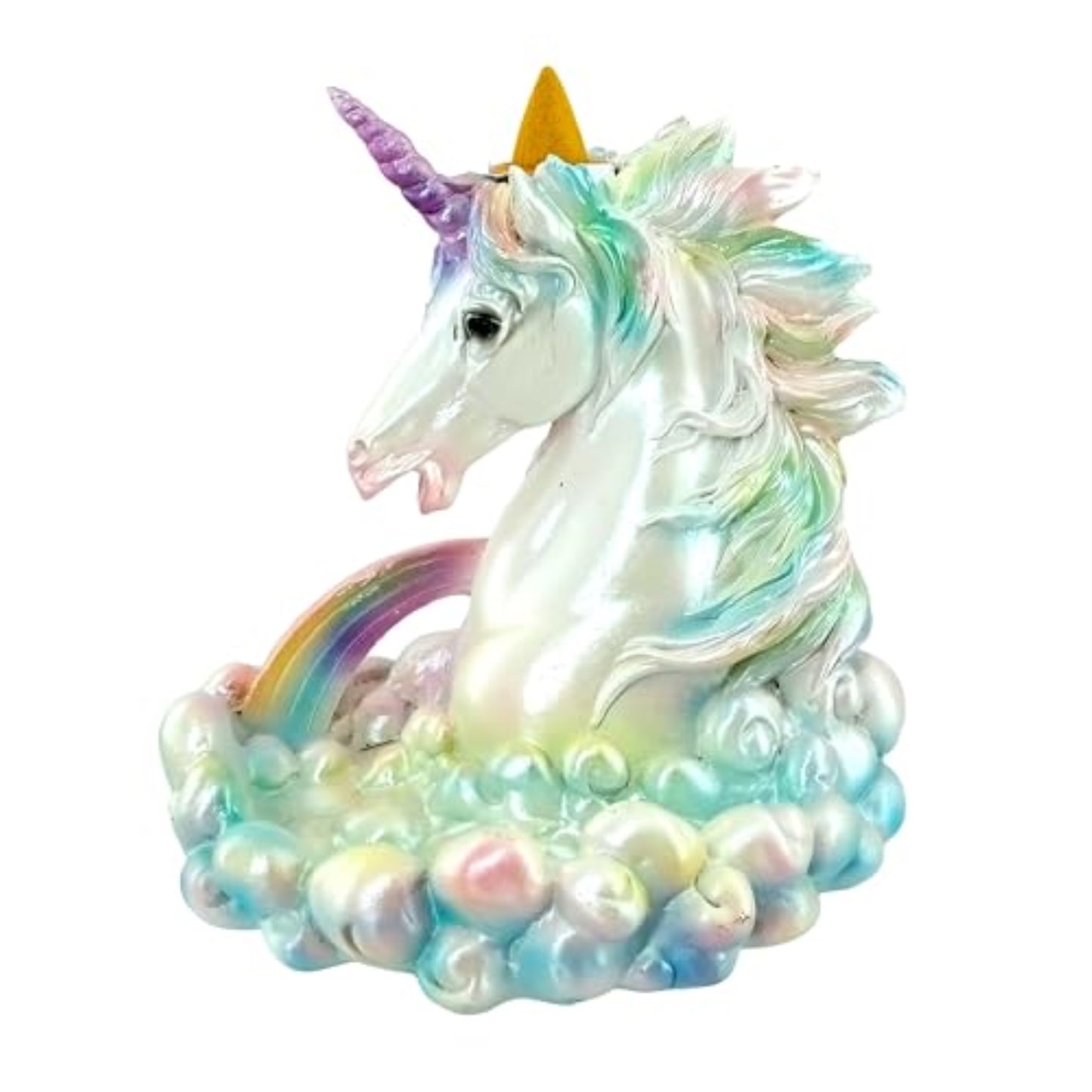 Fantasy Gifts Cloud Breathing Unicorn Backflow Incense Burner 5.5 x 5.75 inches Whimsical Unicorn Tabletop Decoration