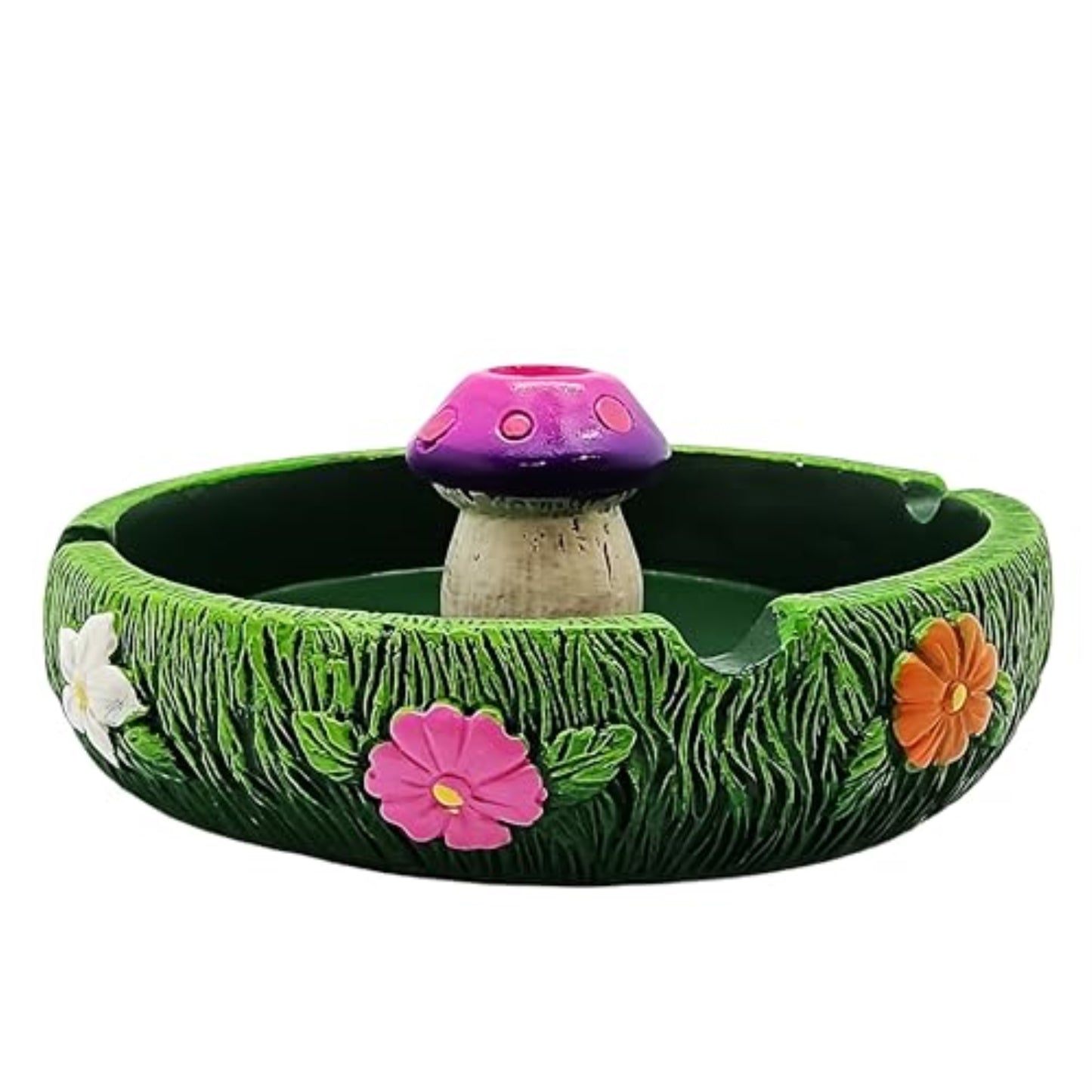 Fantasy Gifts Green Mushroom Ashtray with Snuffer 5 Inch Polyresin Rustic Whimsical Design