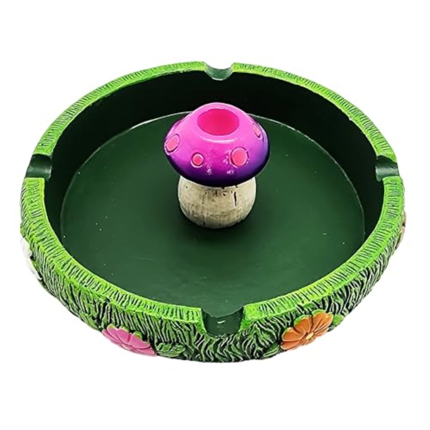 Fantasy Gifts Green Mushroom Ashtray with Snuffer 5 Inch Polyresin Rustic Whimsical Design