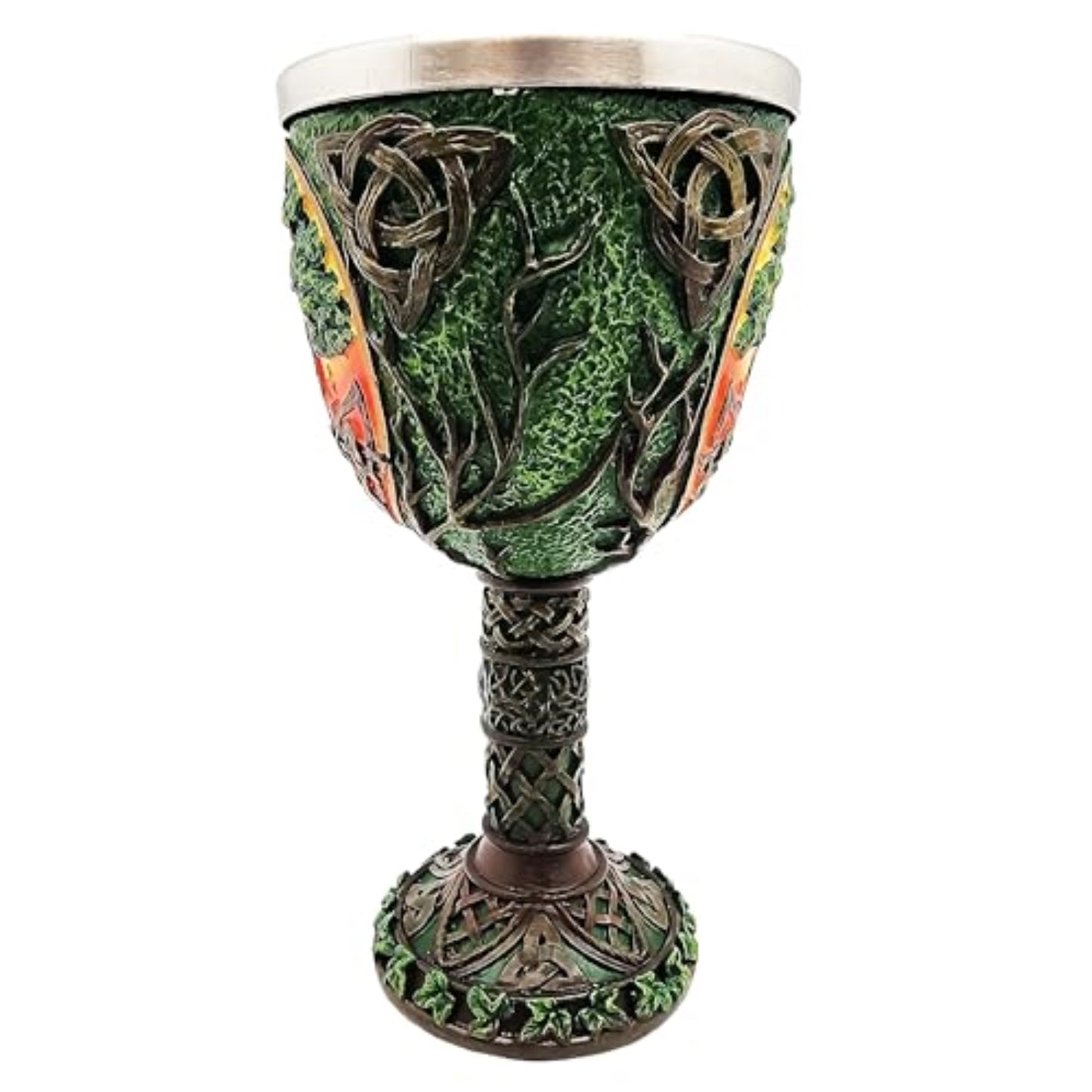Fantasy Gifts Tree of Life Resin Wine Goblet Goblet Chalice Cup with Stainless Steel Insert 7.5 Inch