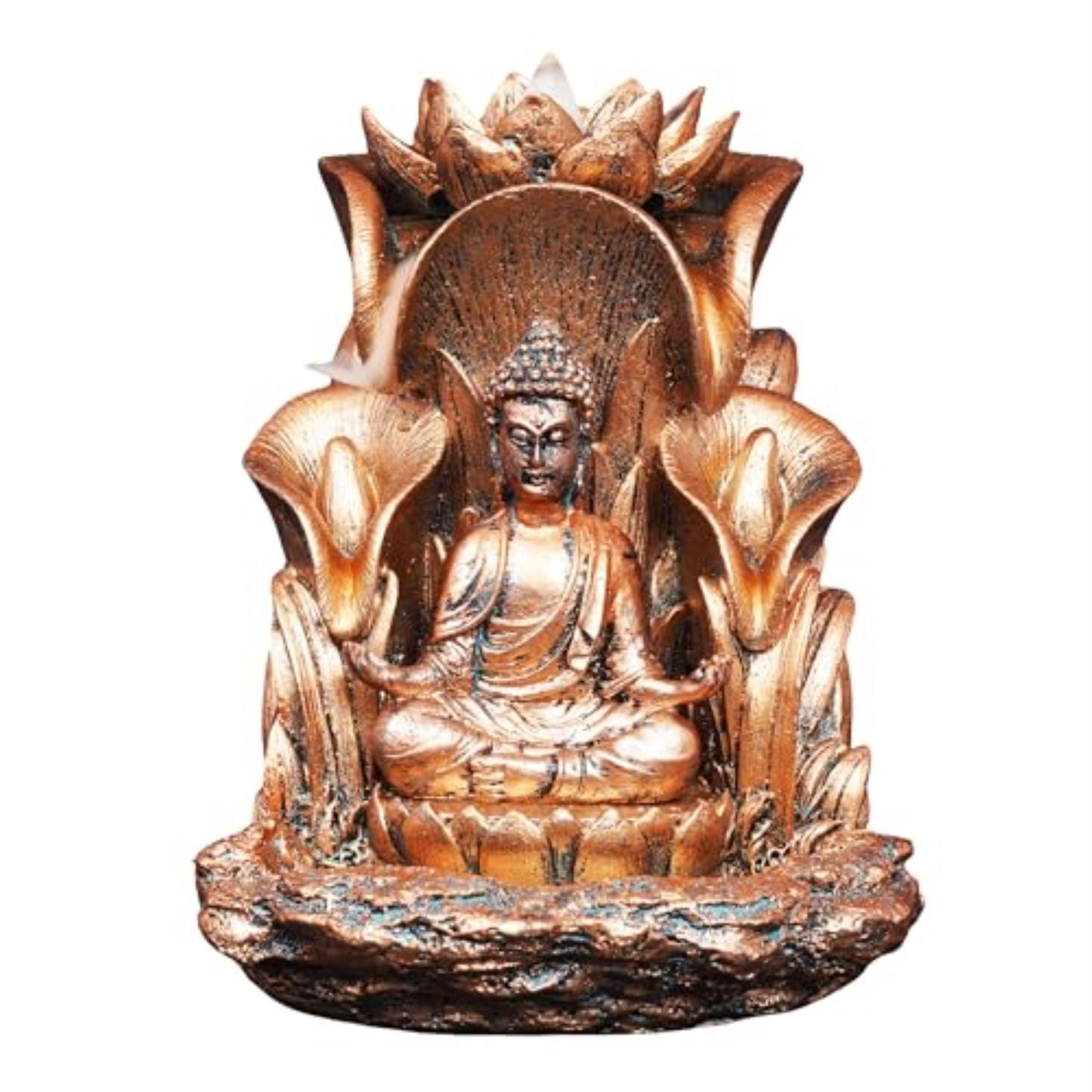 Fantasy Gifts Buddha Backflow Incense Burner 5.5 x 5 inch Resin Aromatherapy Cone Holder with Relaxing Waterfall Effect