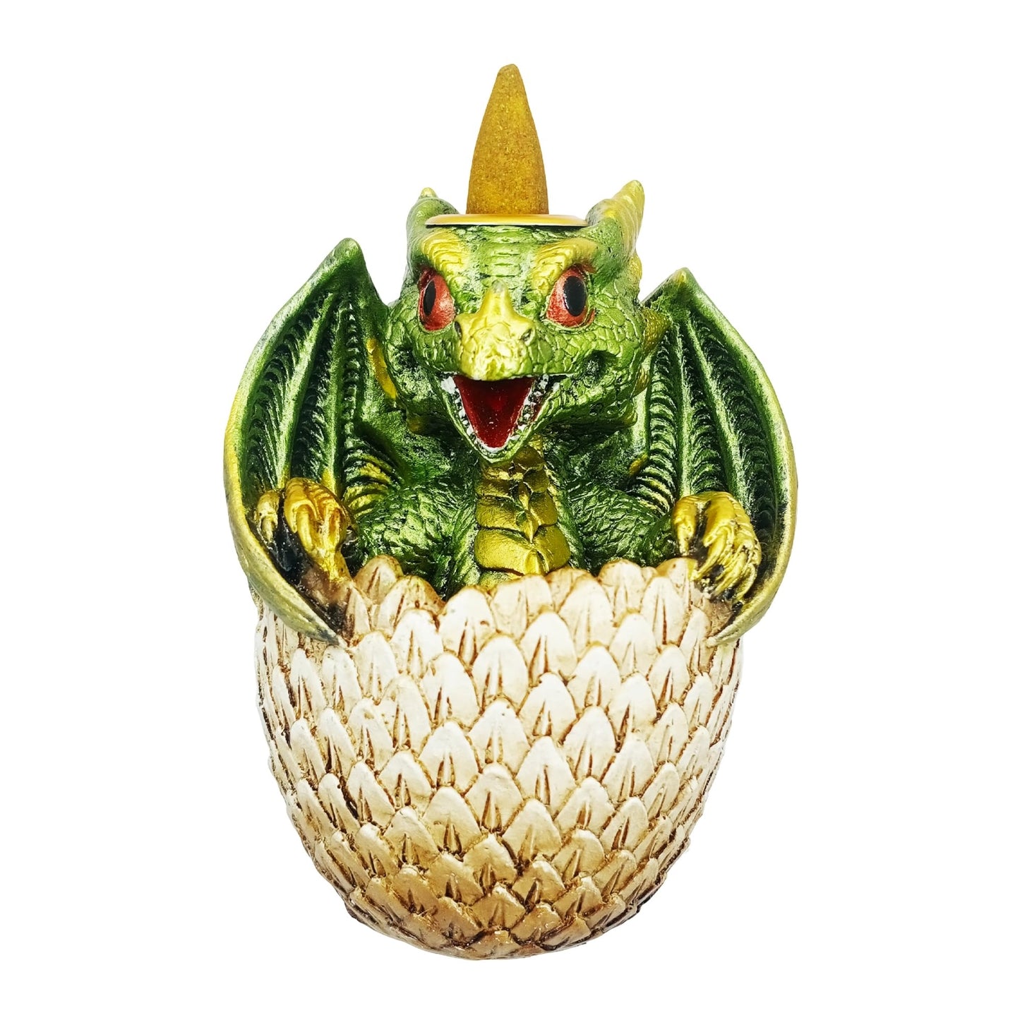 Fantasy Gifts Green Dragon in Egg Backflow Incense Burner 3.5 x 3 x 4.25 Inches