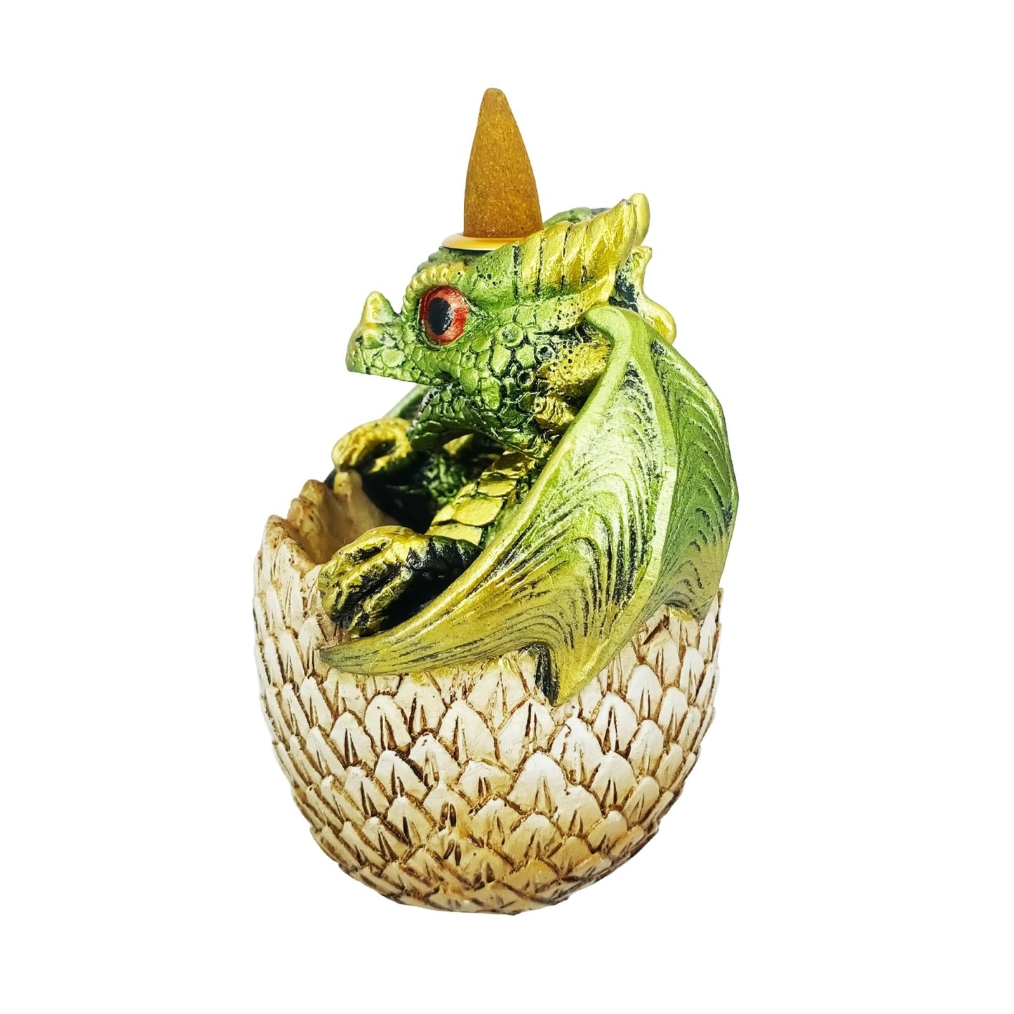 Fantasy Gifts Green Dragon in Egg Backflow Incense Burner 3.5 x 3 x 4.25 Inches
