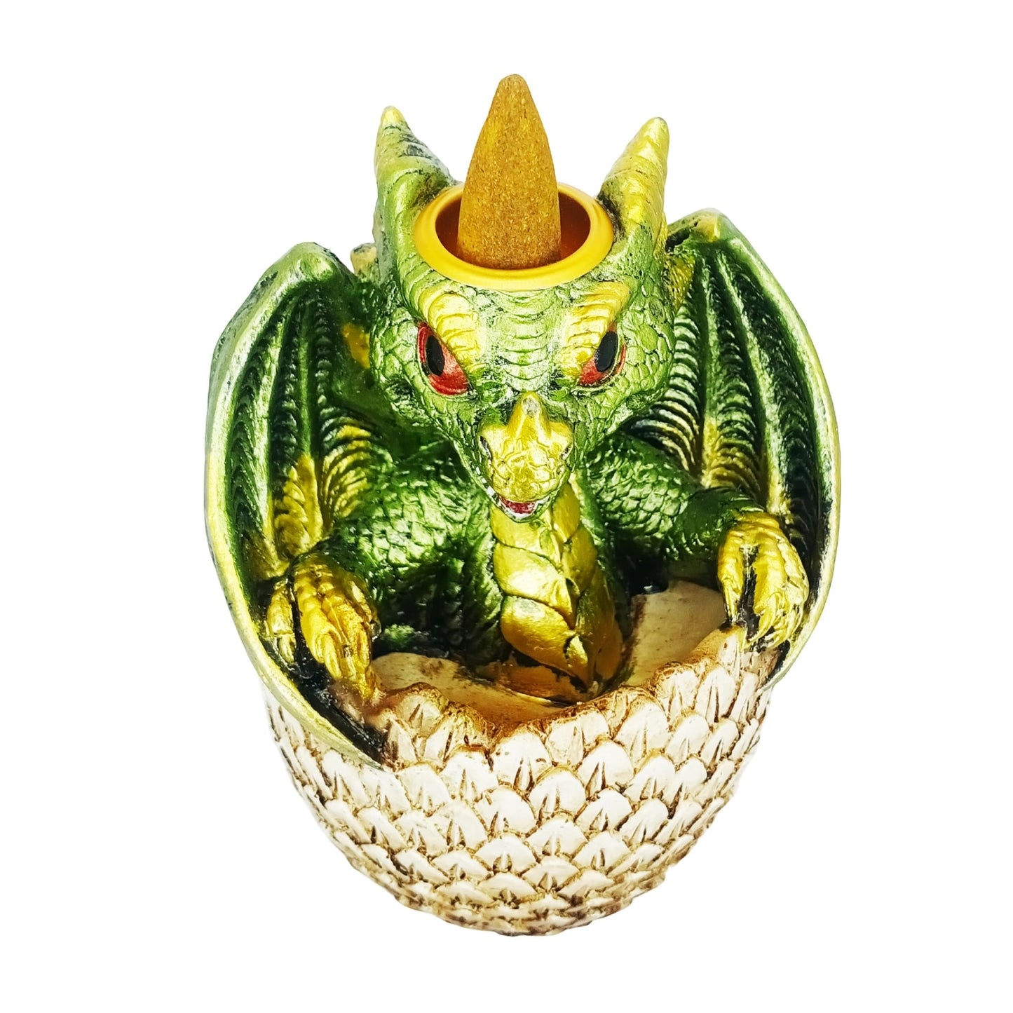 Fantasy Gifts Green Dragon in Egg Backflow Incense Burner 3.5 x 3 x 4.25 Inches