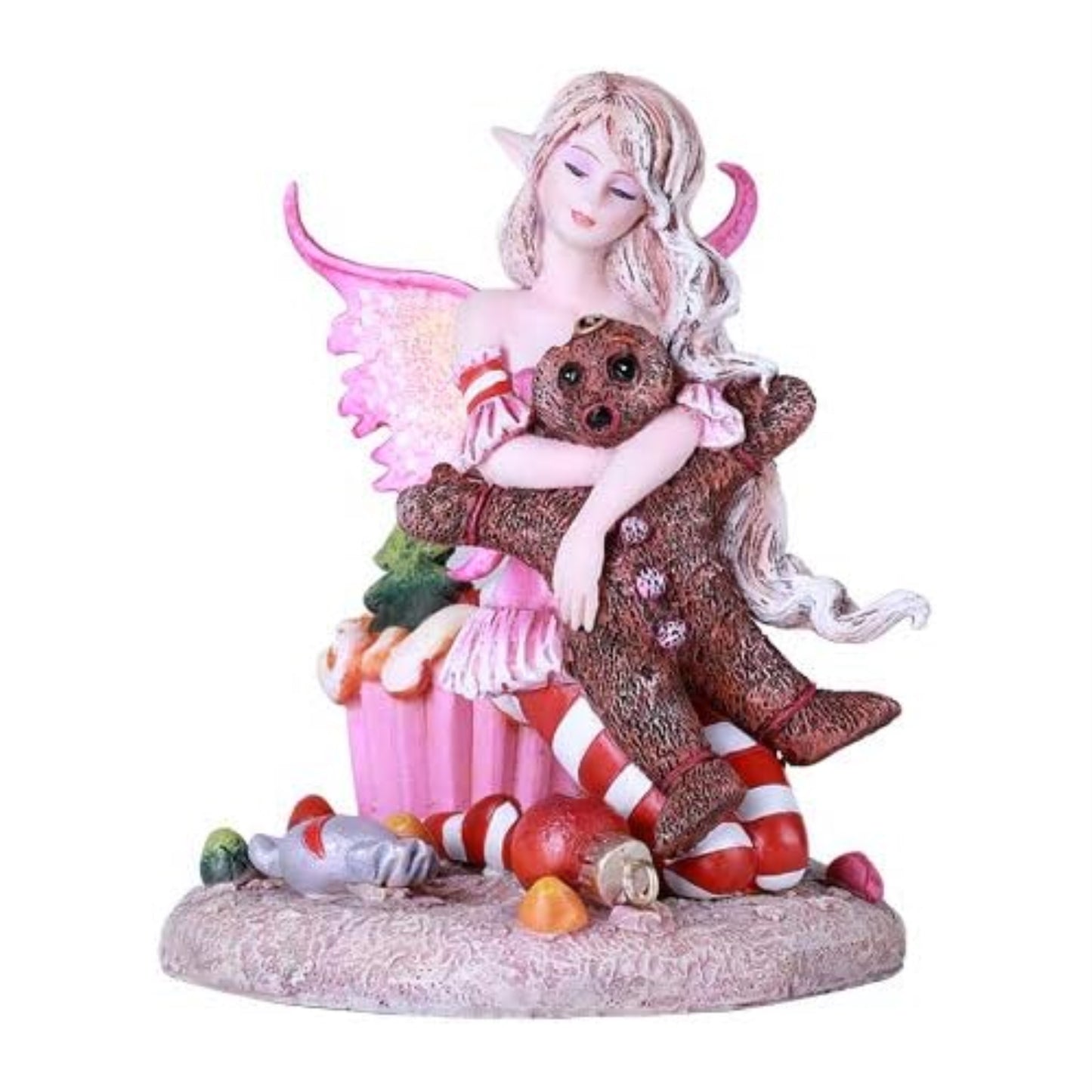 Amy Brown Christmas TWAS The Night Fairy Hugs Gingerbread Man Figurine 5 inch