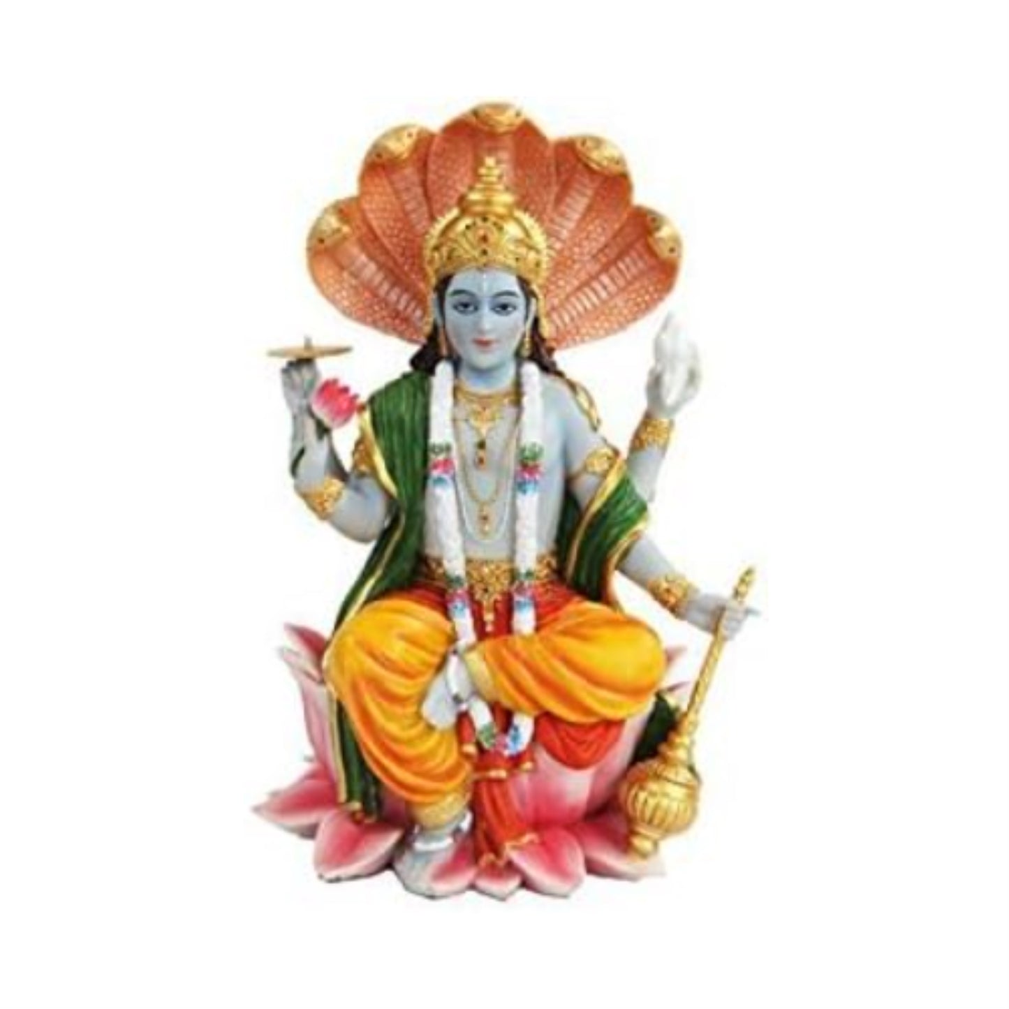 8 Inch Vishnu with Lotus Mythological Indian Hindu God Statue Figurine