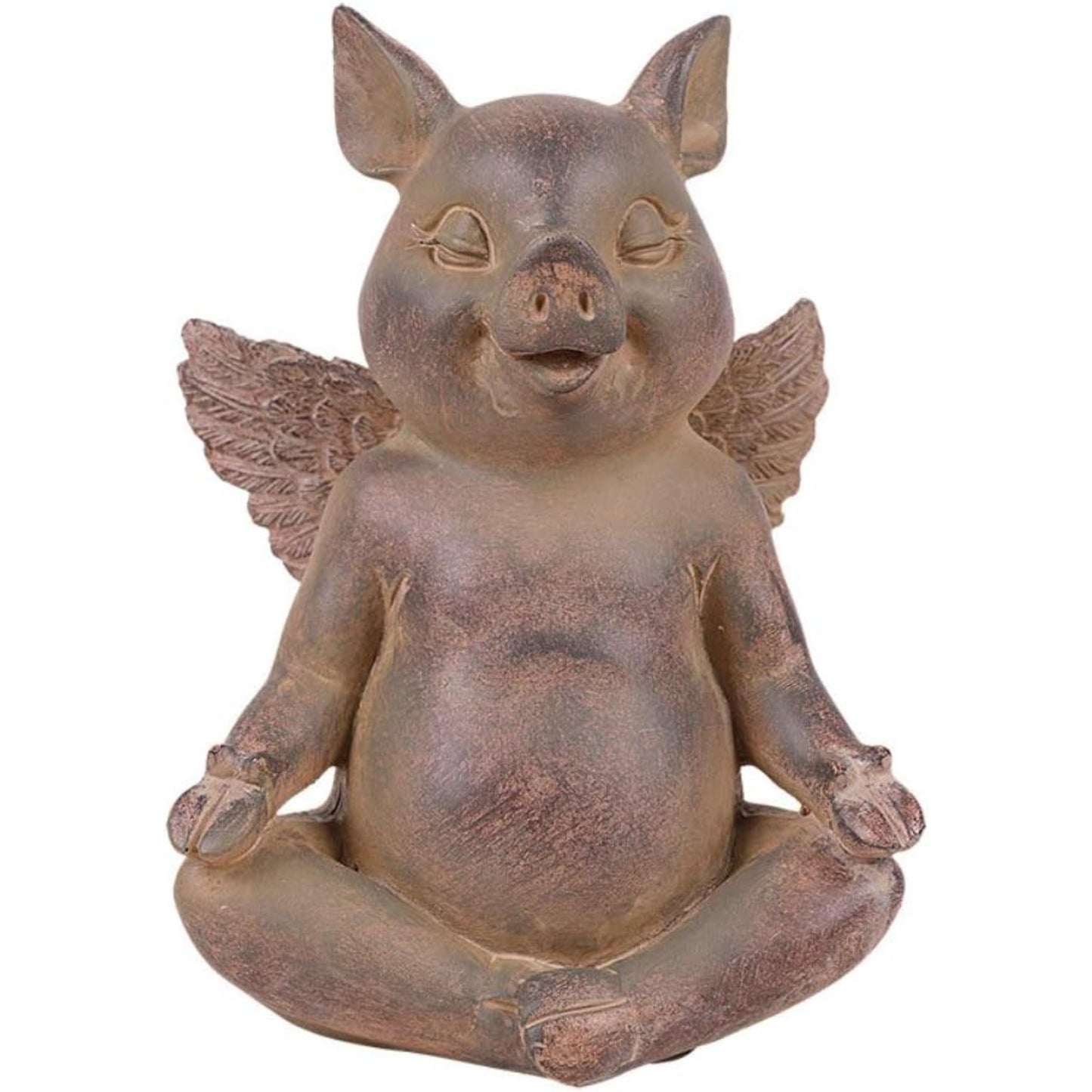 Flying Pig Yoga Seated Padmasana Lotus Position Resin Figurine 6.75 inch