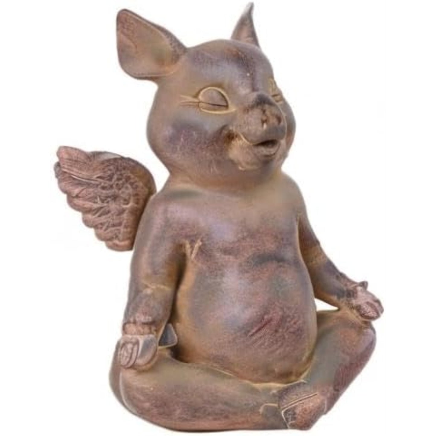 Flying Pig Yoga Seated Padmasana Lotus Position Resin Figurine 6.75 inch