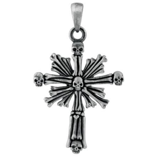 Skull Cross Pendant Skeleton Accessory Necklace Jewelry Medallion