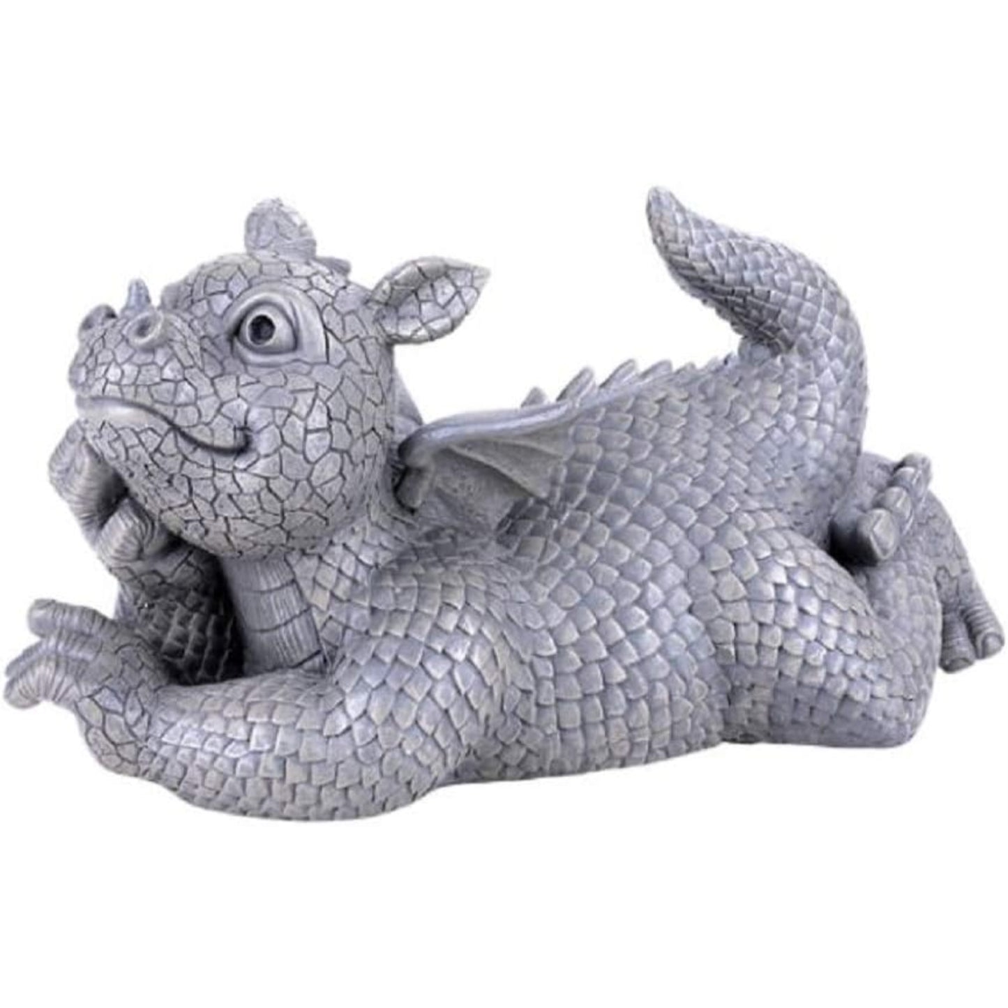 Garden Dragon Daydreaming Garden Display Decorative Sculpture Resin Stone Look 12.25 inch