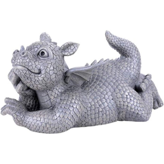 Garden Dragon Daydreaming Garden Display Decorative Sculpture Resin Stone Look 12.25 inch