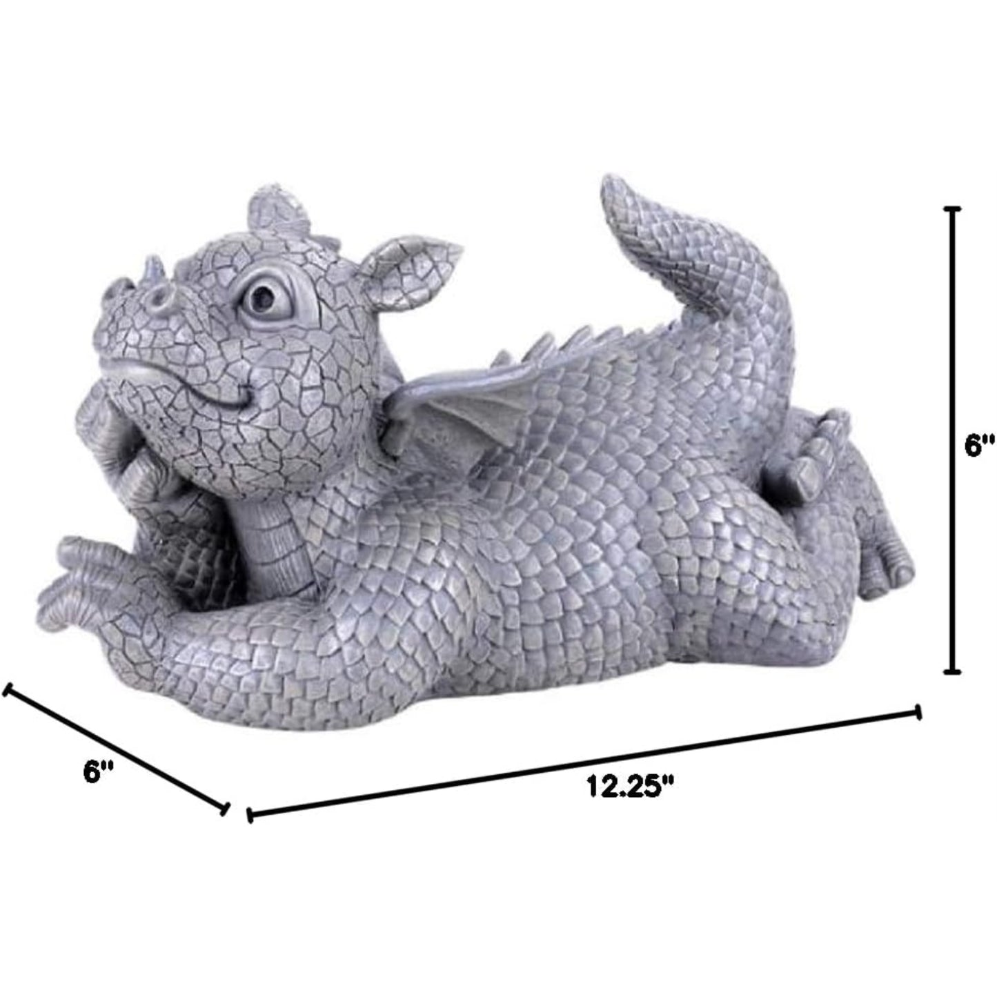 Garden Dragon Daydreaming Garden Display Decorative Sculpture Resin Stone Look 12.25 inch