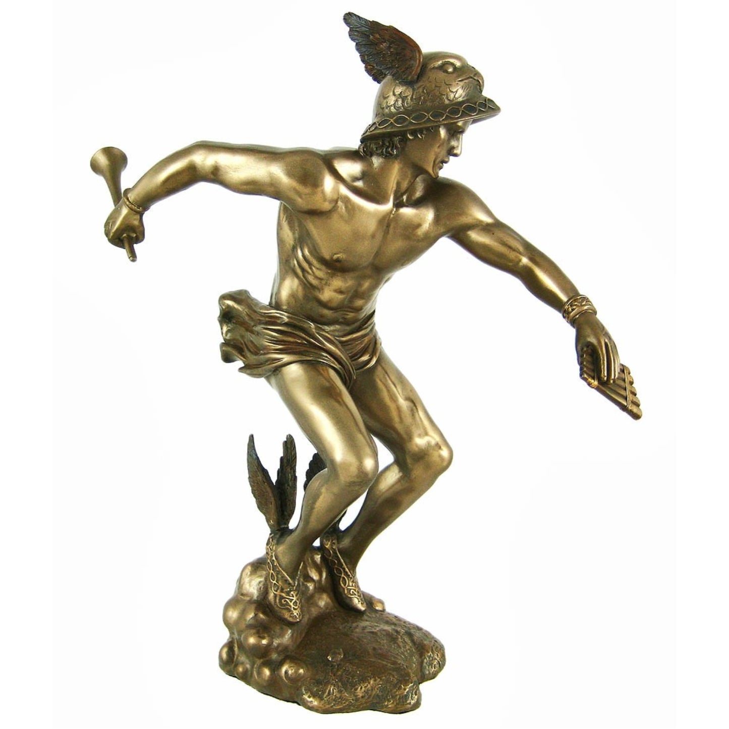 Greek God Hermes Bronzed Finish Resin Statue 9 inch