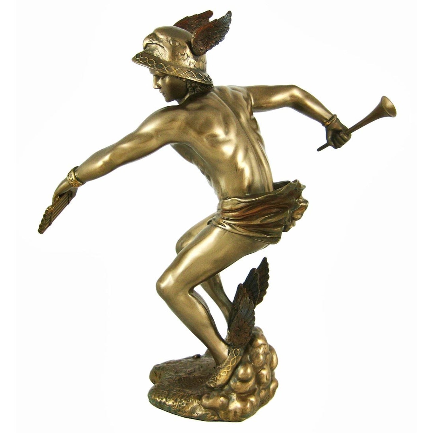 Greek God Hermes Bronzed Finish Resin Statue 9 inch