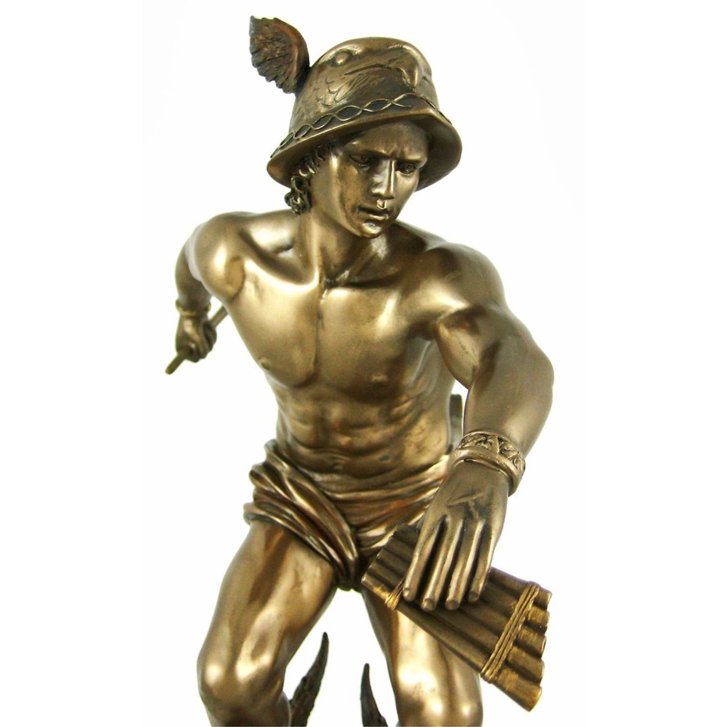 Greek God Hermes Bronzed Finish Resin Statue 9 inch