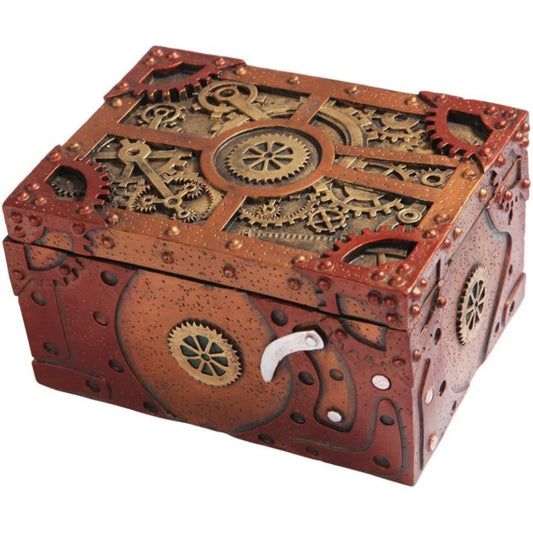 Steampunk Themed Clockwork Jewelry Trinket Keepsake Box 5 inches Long