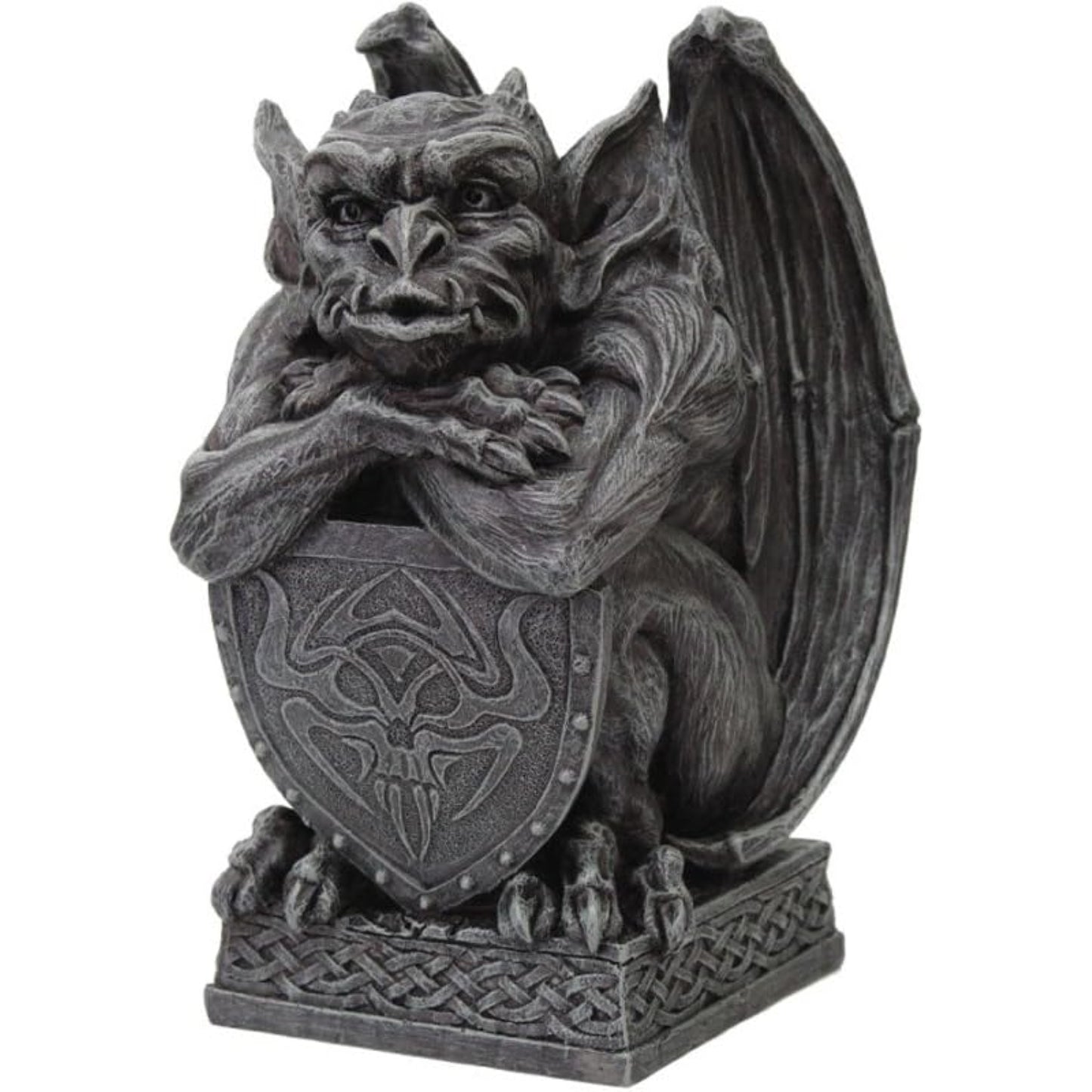Medieval Gargoyle with Shield Protection Statue Resin Figurine 6.5 inch