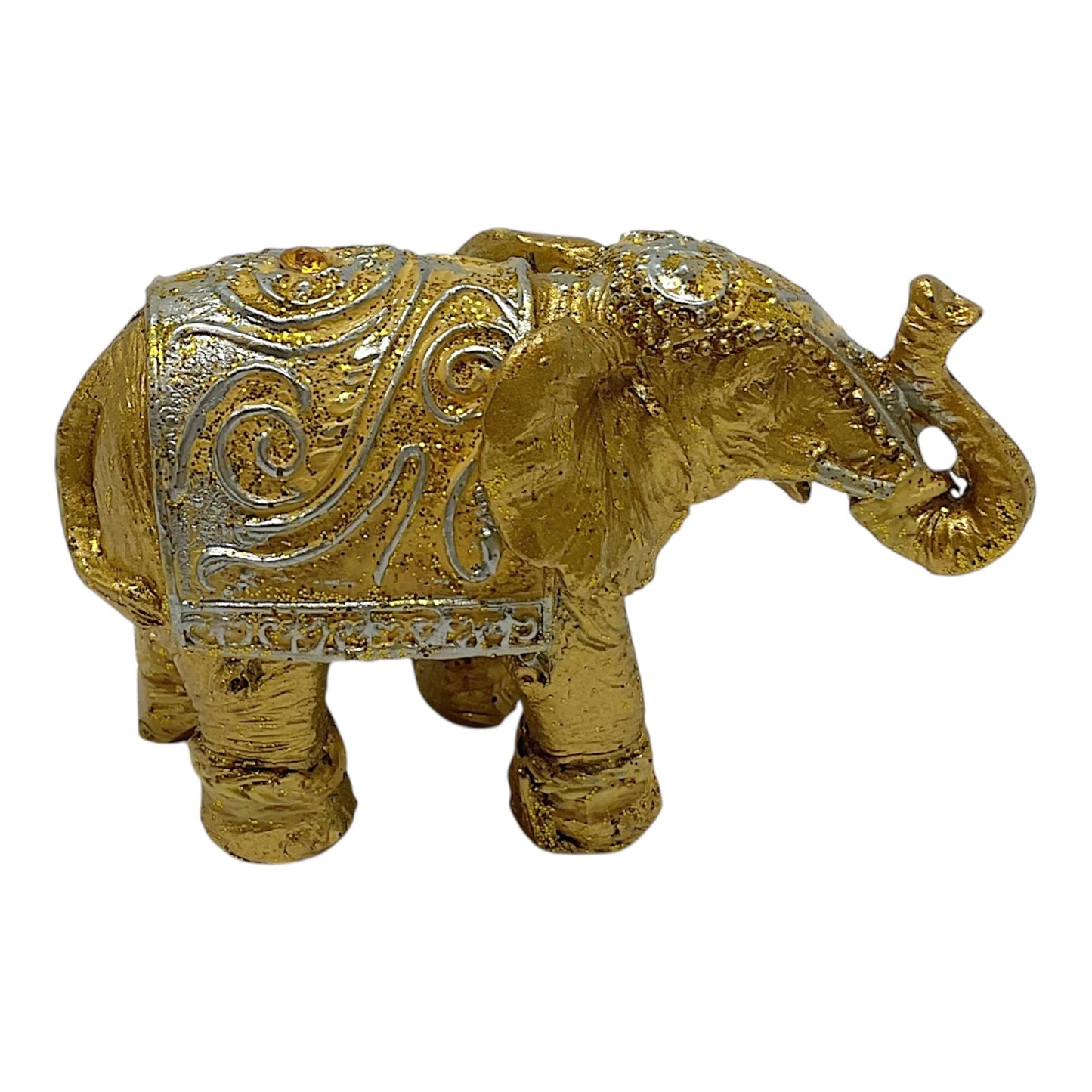 Gold Elephant of Wealth Mini Resin Figurine Home Decoration 3.25 x 2 inch