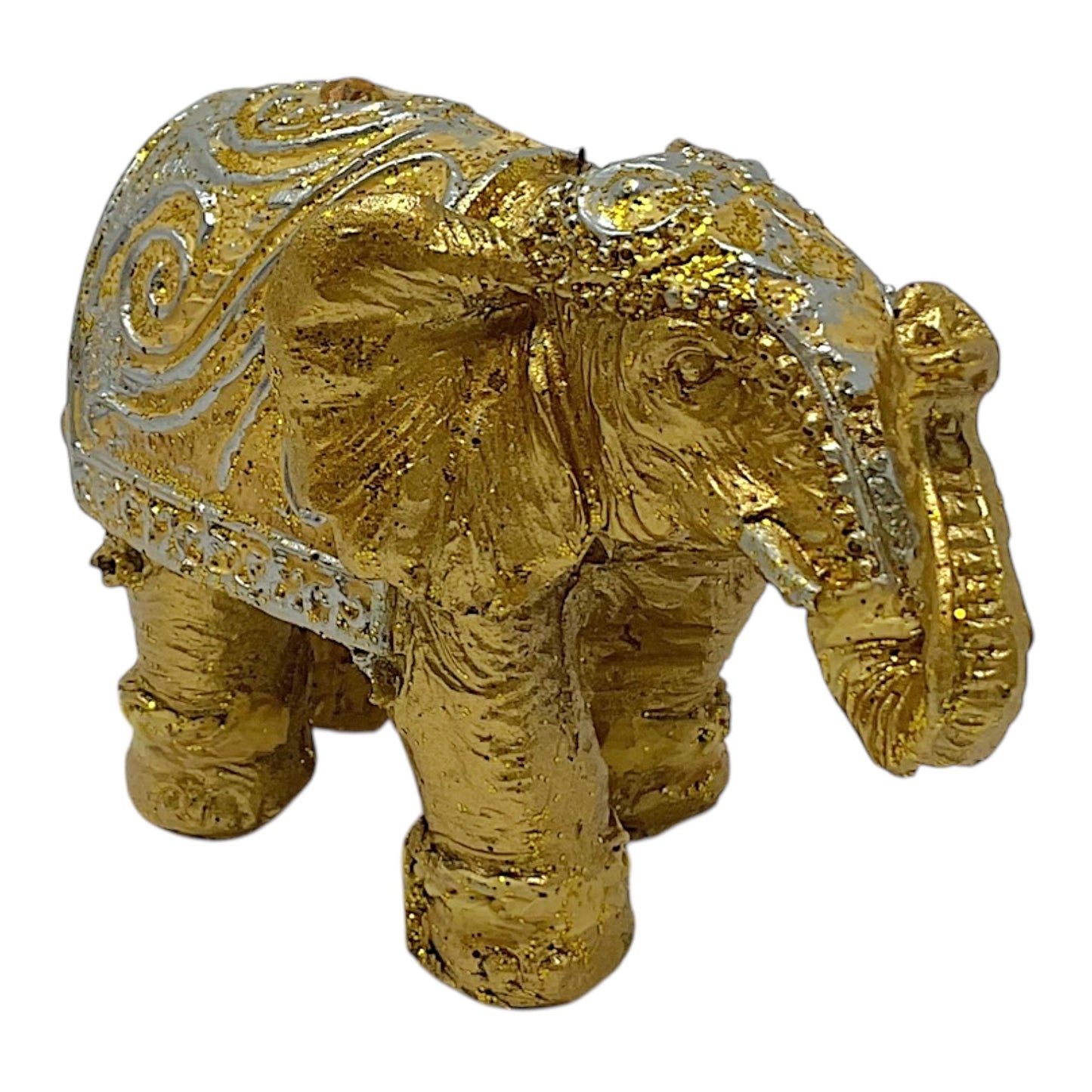Gold Elephant of Wealth Mini Resin Figurine Home Decoration 3.25 x 2 inch
