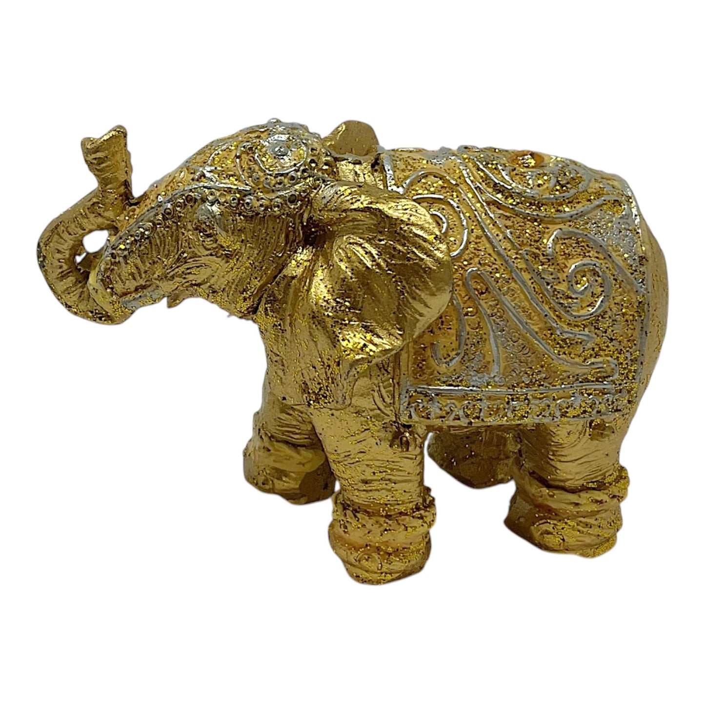 Gold Elephant of Wealth Mini Resin Figurine Home Decoration 3.25 x 2 inch