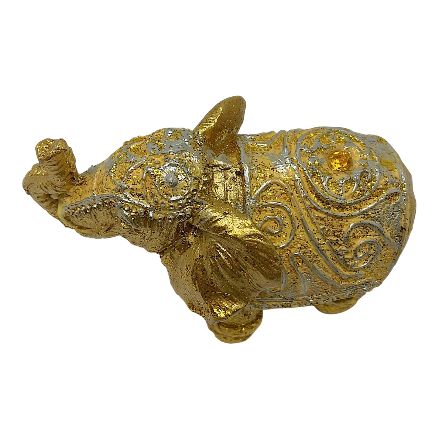 Gold Elephant of Wealth Mini Resin Figurine Home Decoration 3.25 x 2 inch
