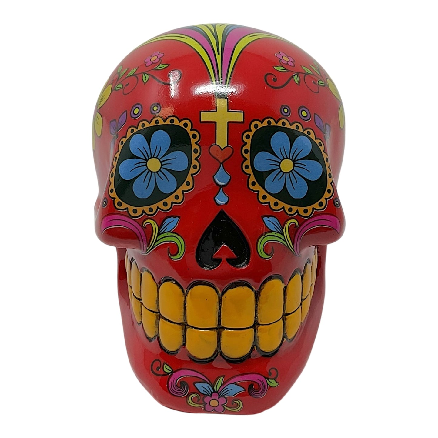 Red Sugar Skull Mexican Day of the Dead Coin Bank