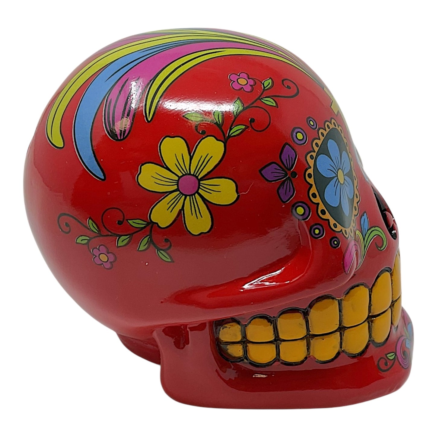 Red Sugar Skull Mexican Day of the Dead Coin Bank