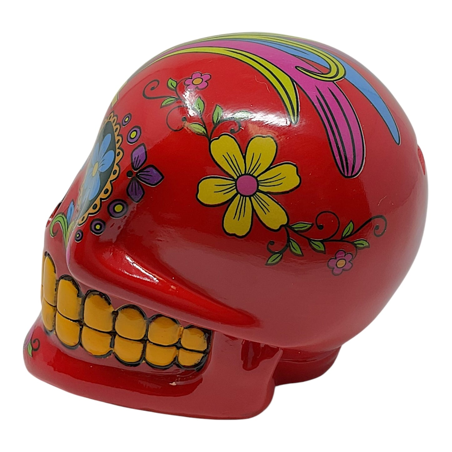 Red Sugar Skull Mexican Day of the Dead Coin Bank