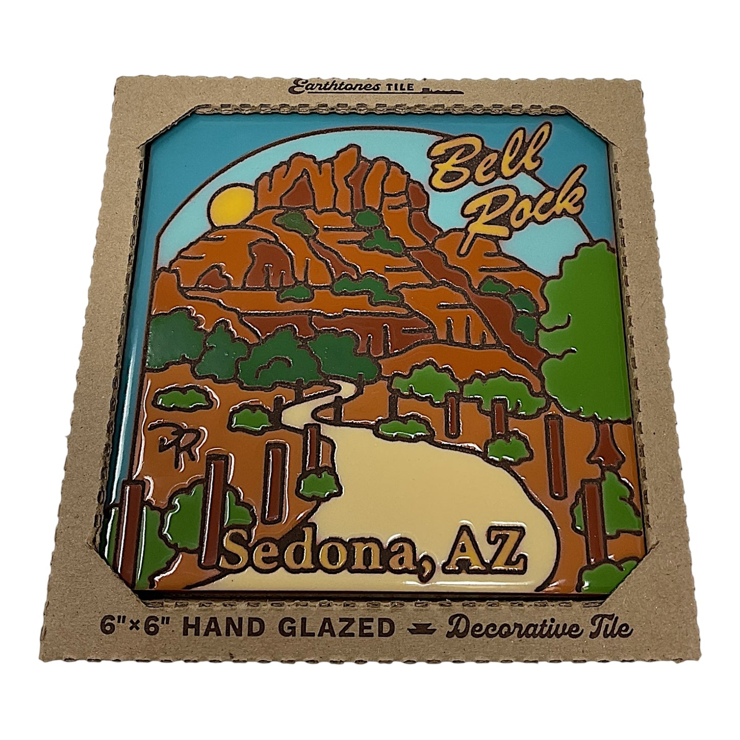 Earthtones Bell Rock Sedona Arizona 6X6 Colorful Hand Glazed Southwest Decorative Tile