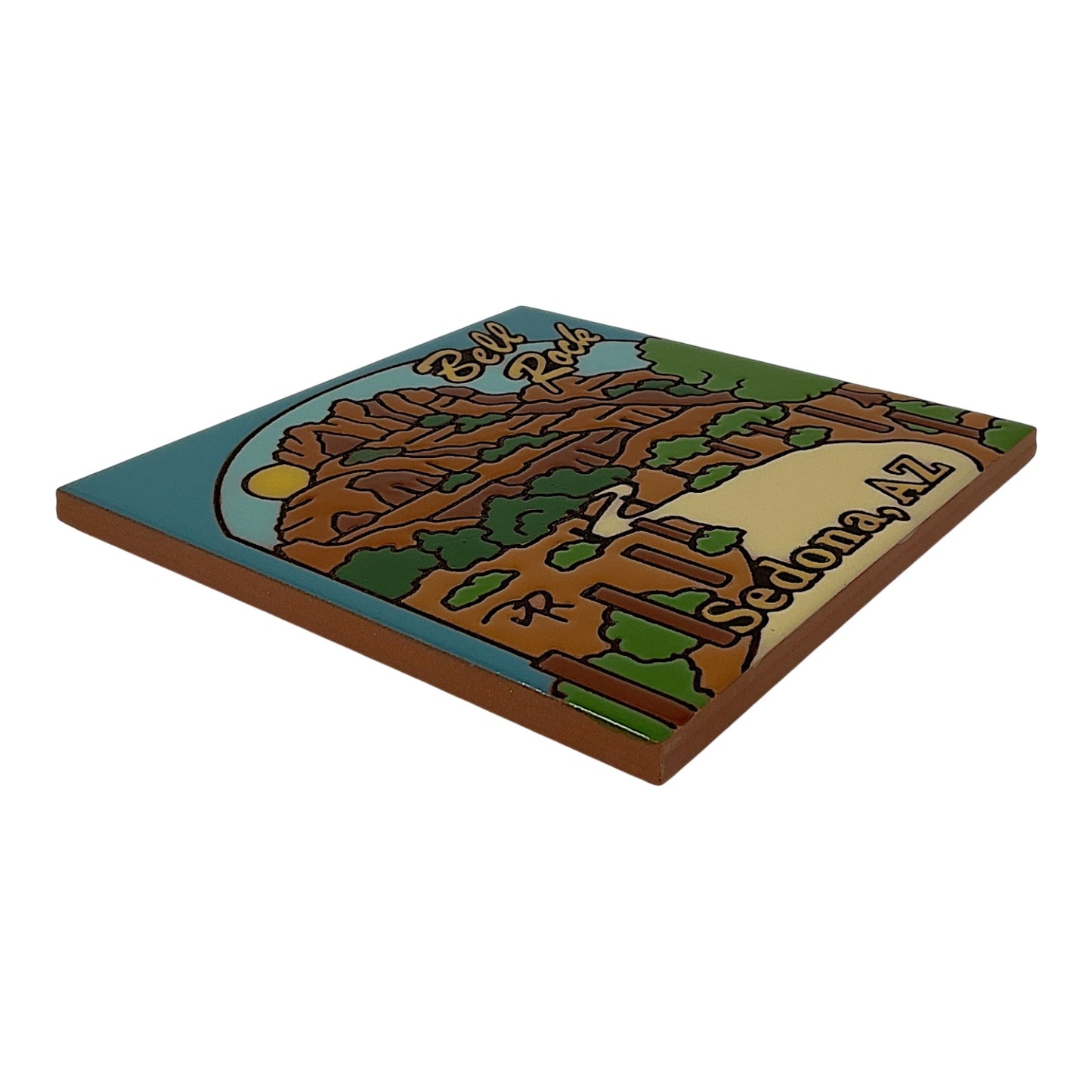 Earthtones Bell Rock Sedona Arizona 6X6 Colorful Hand Glazed Southwest Decorative Tile
