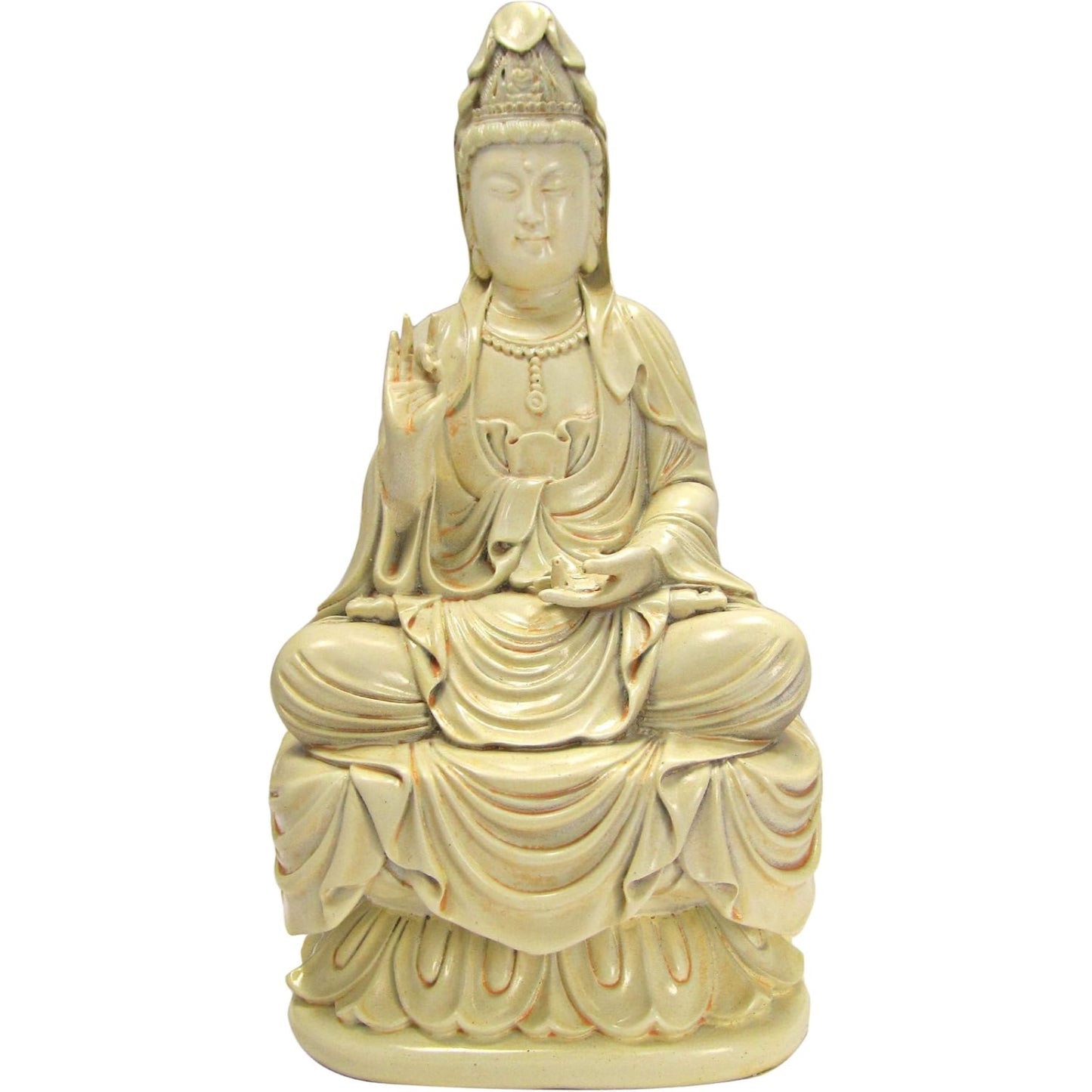 Seated Meditating Kuan Yin Cold Cast Resin 7 inch