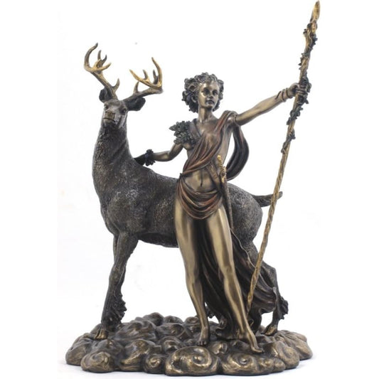 Greek Goddess Diana Artemis and Moon Statue Resin Figurine 10.25 inch