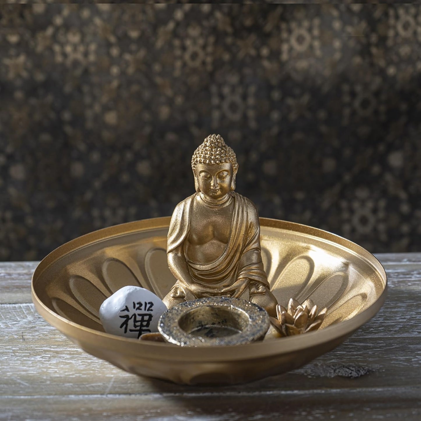 Buddha Zen Resin Figurine Candle Holder Dish