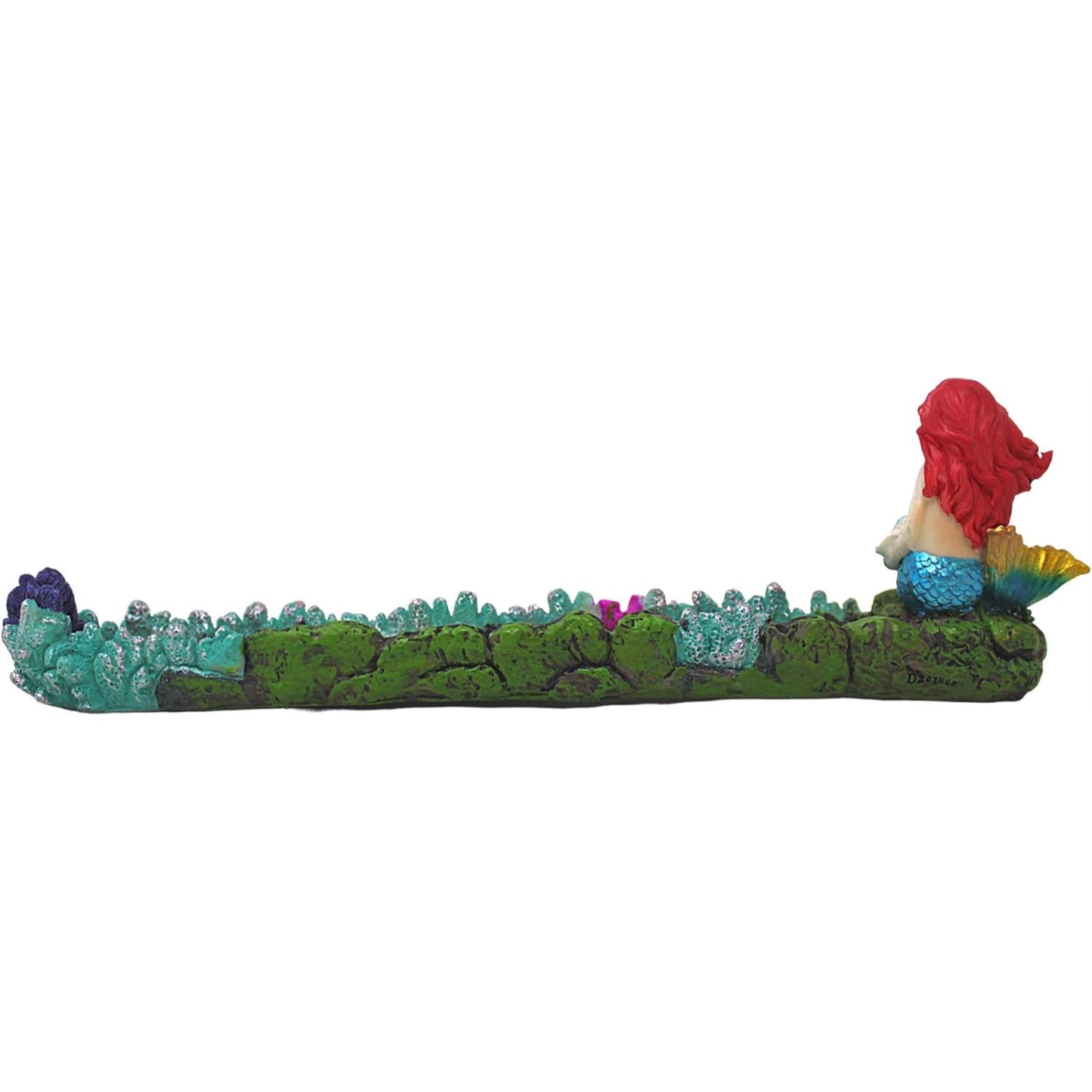 Ocean Mermaid Sitting On A Coral Reef Pillar Incense Burner Holder