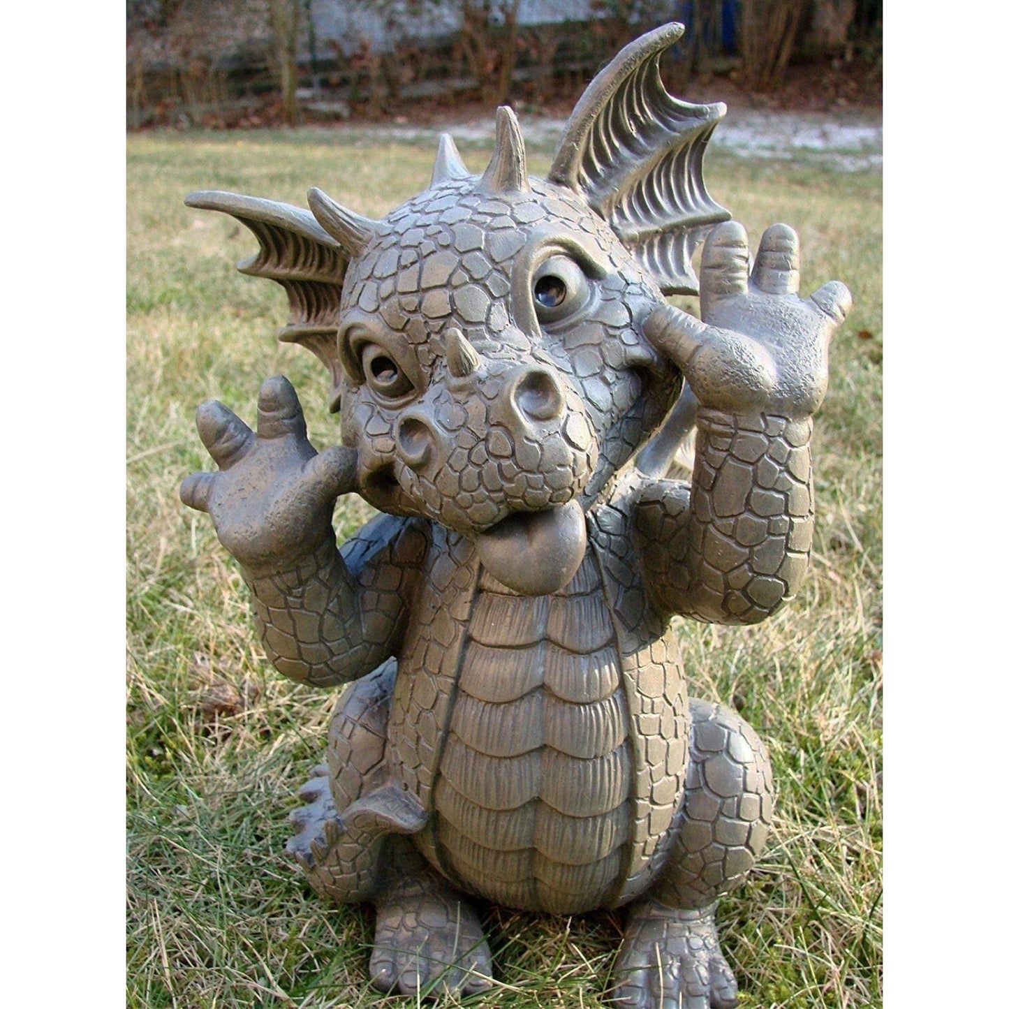 Dragon Taunting Dragon Garden Display Decorative Accent Sculpture Resin 10 Inch Tall