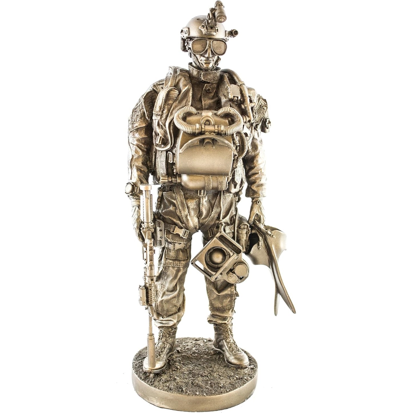 Navy Seal Bronzed Resin Military Statue Modern Era Navy Seal 13 inch