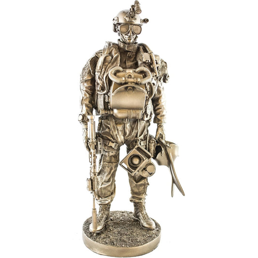 Navy Seal Bronzed Resin Military Statue Modern Era Navy Seal 13 inch