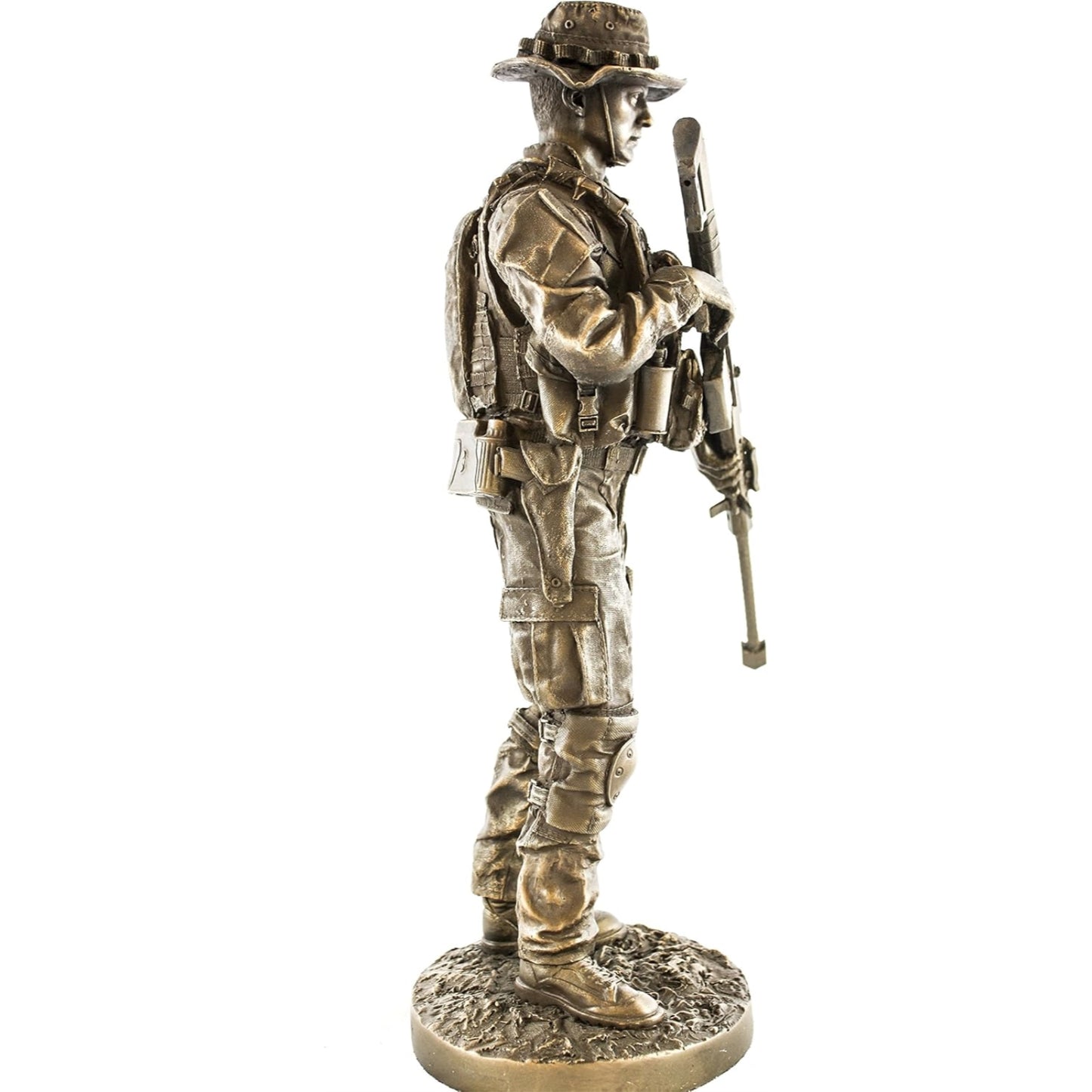 Sniper Bronzed Resin Military Statue Modern Era Sniper .50 Cal Barrett M82 13 inches Tall
