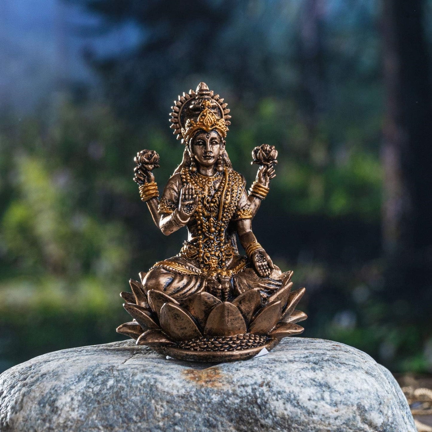 Hindu God Lakshmi Miniature Resin Figurine Statue 2.5 inch