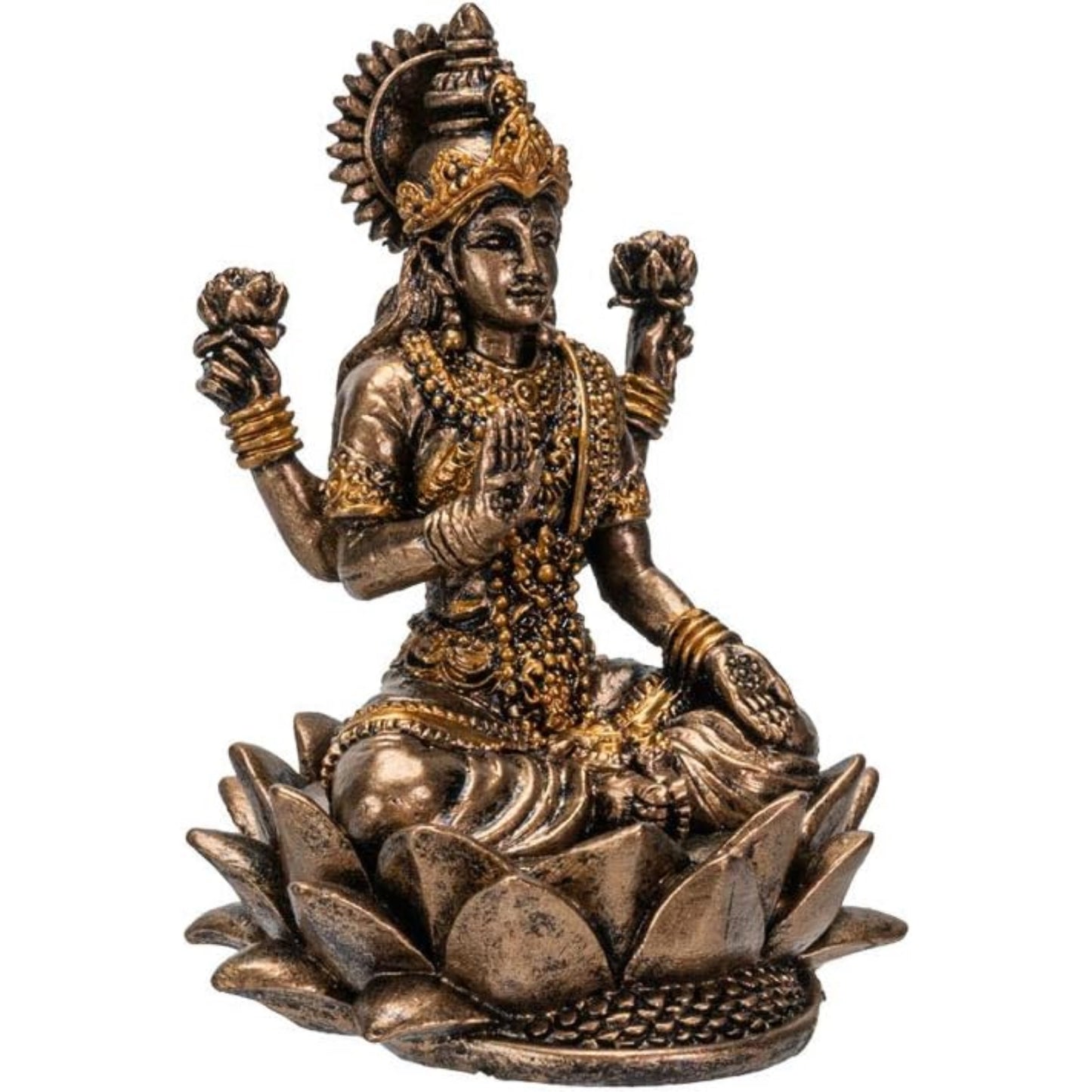 Hindu God Lakshmi Miniature Resin Figurine Statue 2.5 inch
