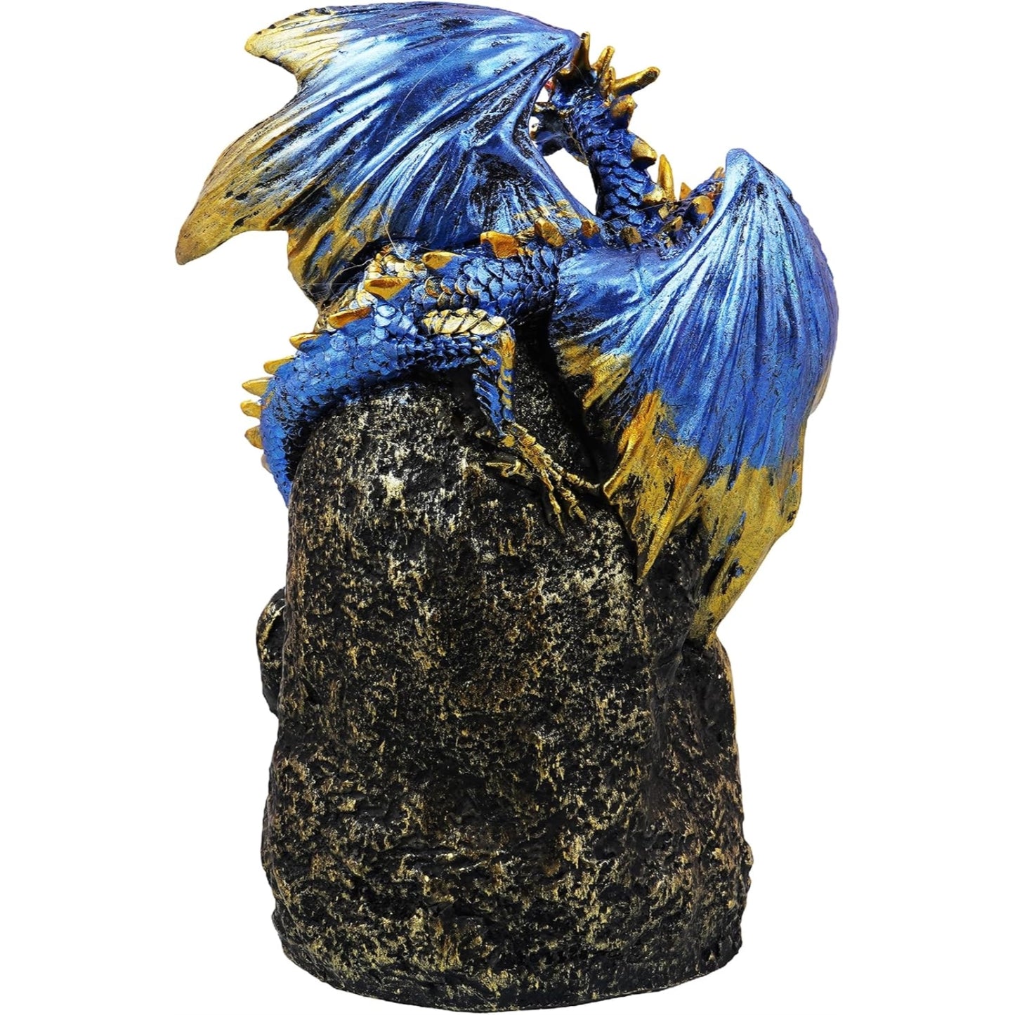 Fantasy Gifts Blue Dragon LED Crystal Geode Backflow Burner Accent with Color-Changing LED for Meditation