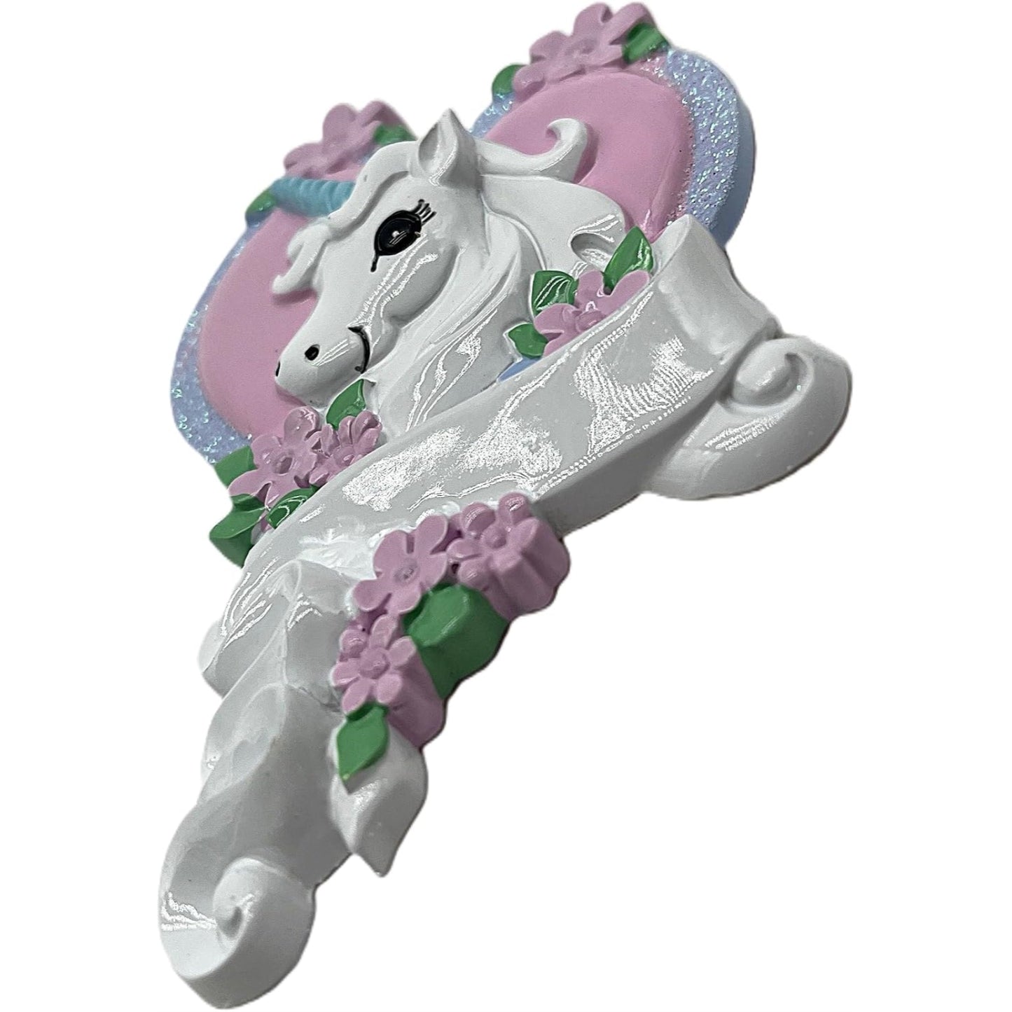 Kurt Adler White Unicorn Horse with Pink Heart Resin Christmas Ornament Holiday Decoration 4 inch