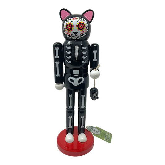 Santa's Workshop Day of the Dead Black Cat Nutcracker Decoration 14 Inch