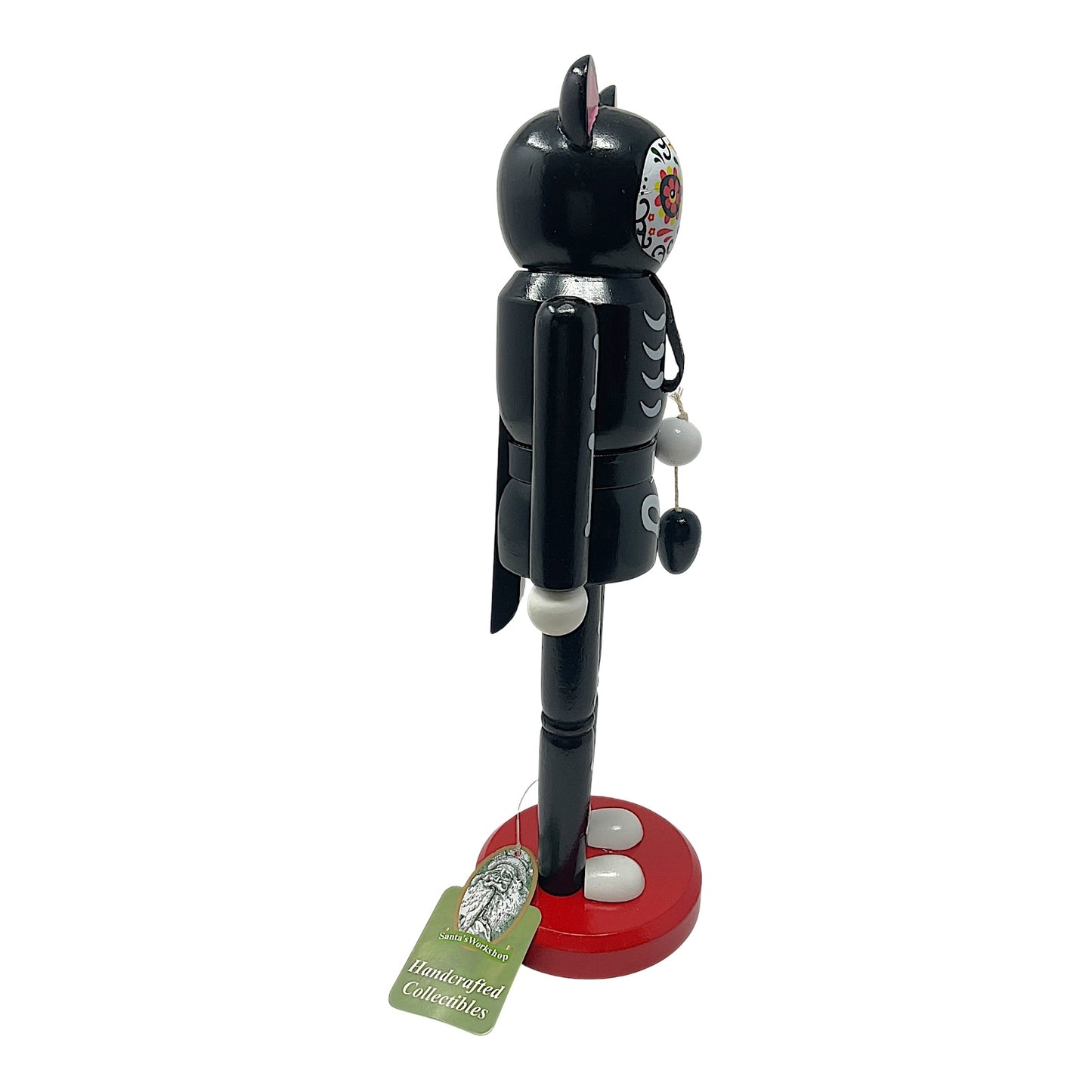 Santa's Workshop Day of the Dead Black Cat Nutcracker Decoration 14 Inch