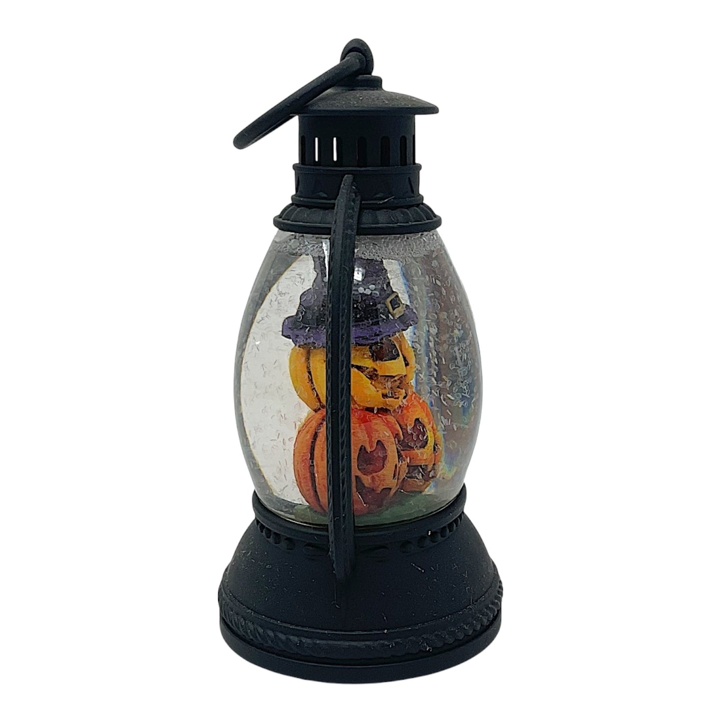 Roman Lighted Stacked Orange Pumpkins Mini Halloween Snowdome Battery Operated 5 Inch