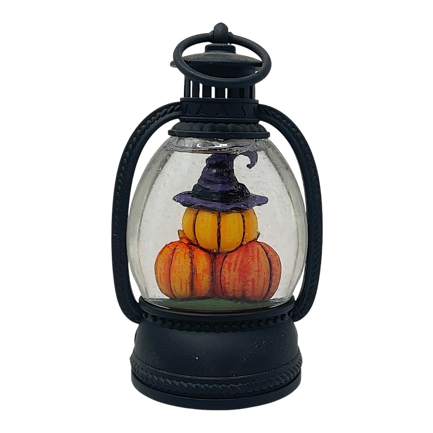 Roman Lighted Stacked Orange Pumpkins Mini Halloween Snowdome Battery Operated 5 Inch
